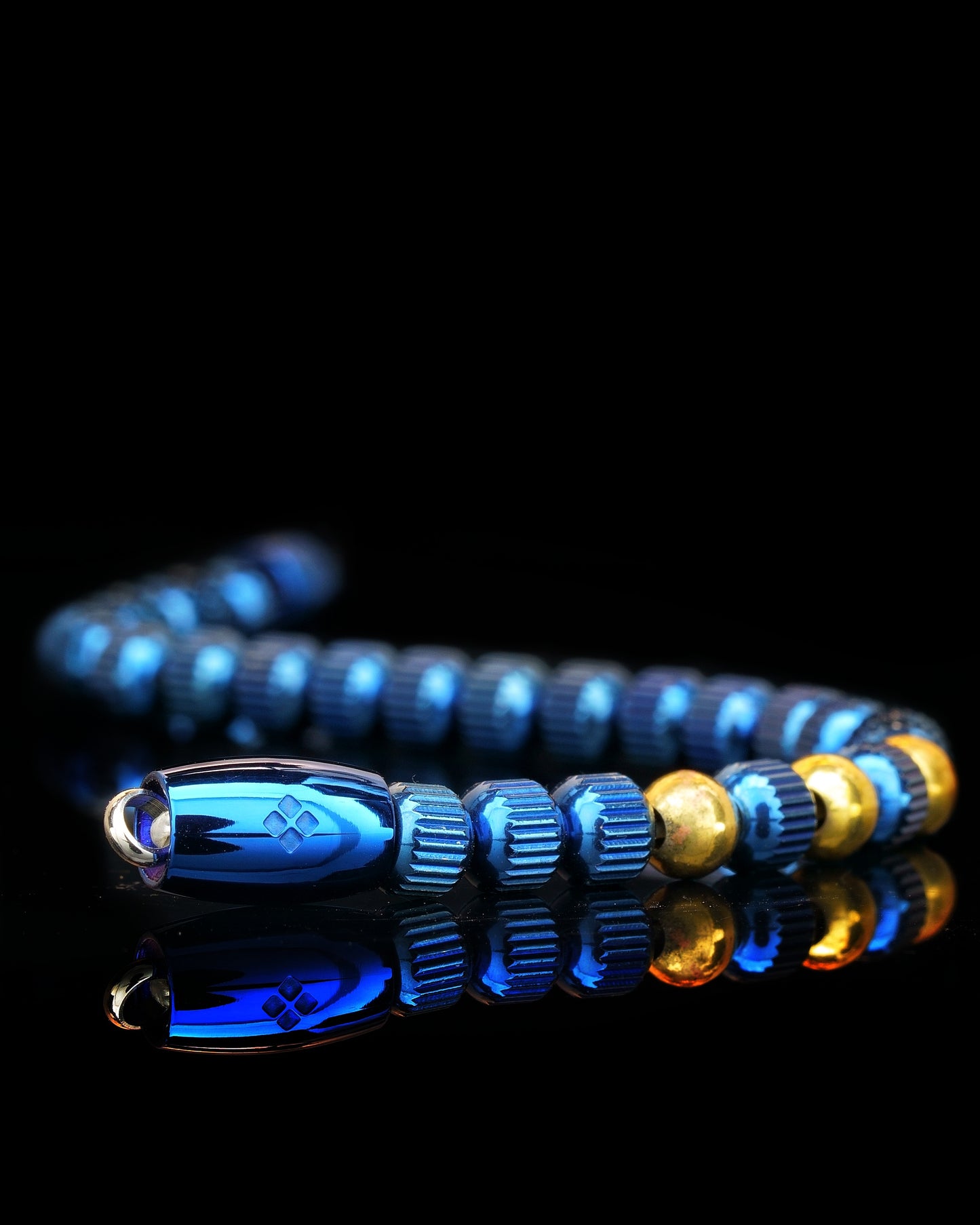 BLUE MAMBA BRACELET⬩ STRAIGHT LINE STEEL⬩ 24K GOLD THREE DOTS