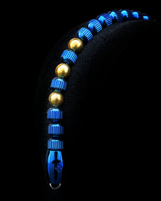 BLUE MAMBA BRACELET⬩ STRAIGHT LINE STEEL⬩ 24K GOLD THREE DOTS