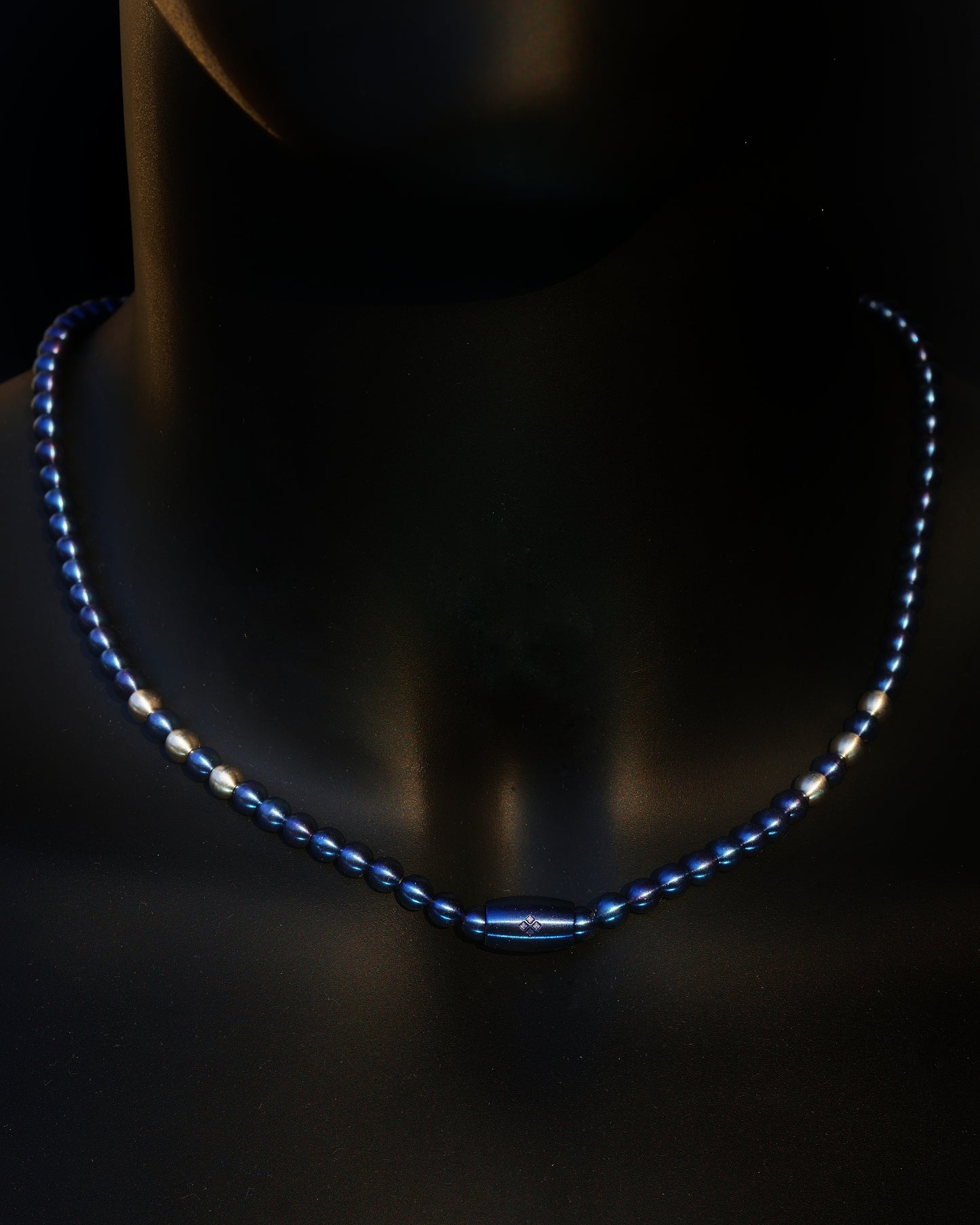 BLUE MURAENA NECKLACE⬩ MATTE FINISH⬩ SILVER STEEL 2X THREE DOTS