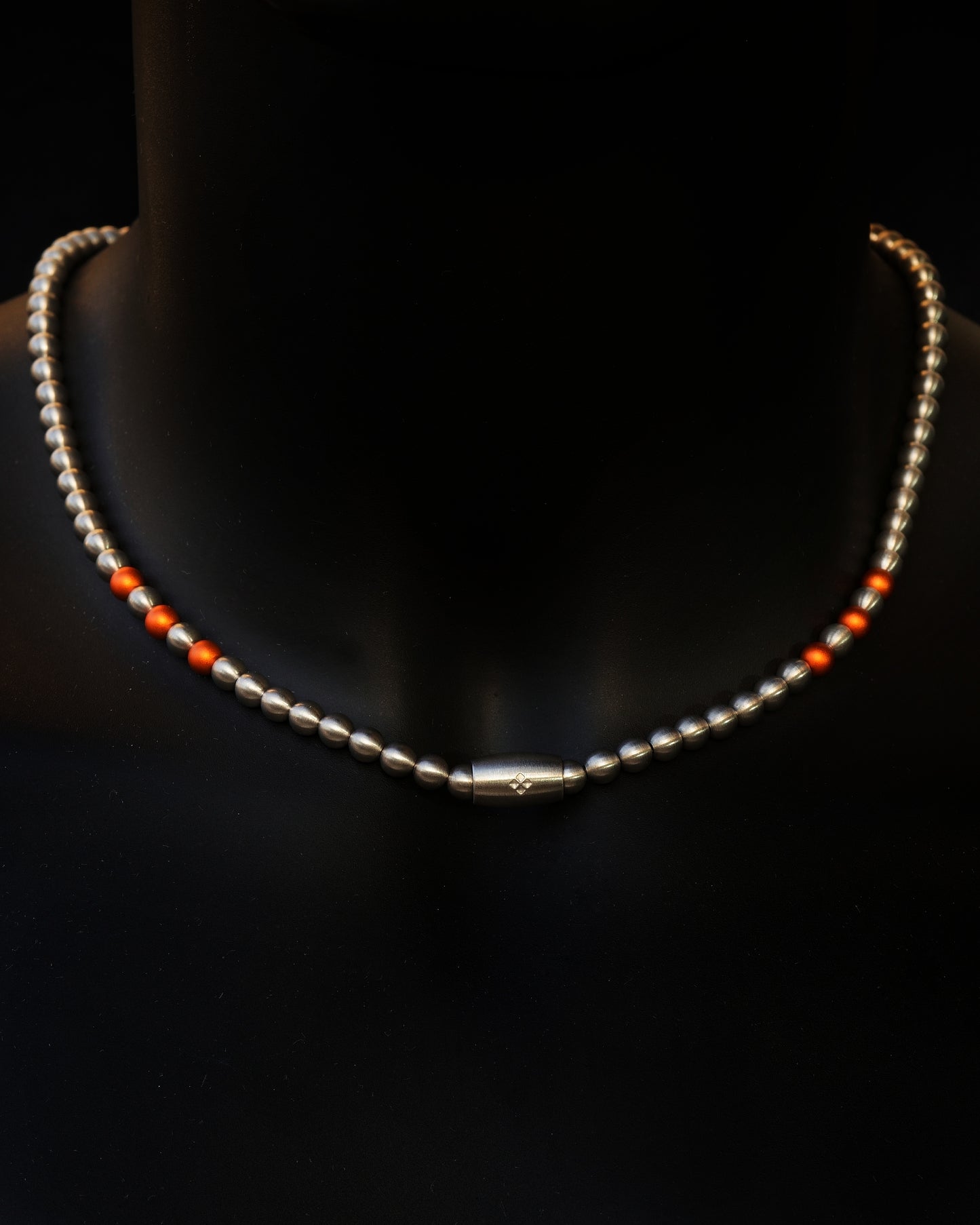 SILVER MURAENA NECKLACE⬩ MATTE FINISH⬩ BRONZE ORANGE ANODIZED 2X THREE DOTS