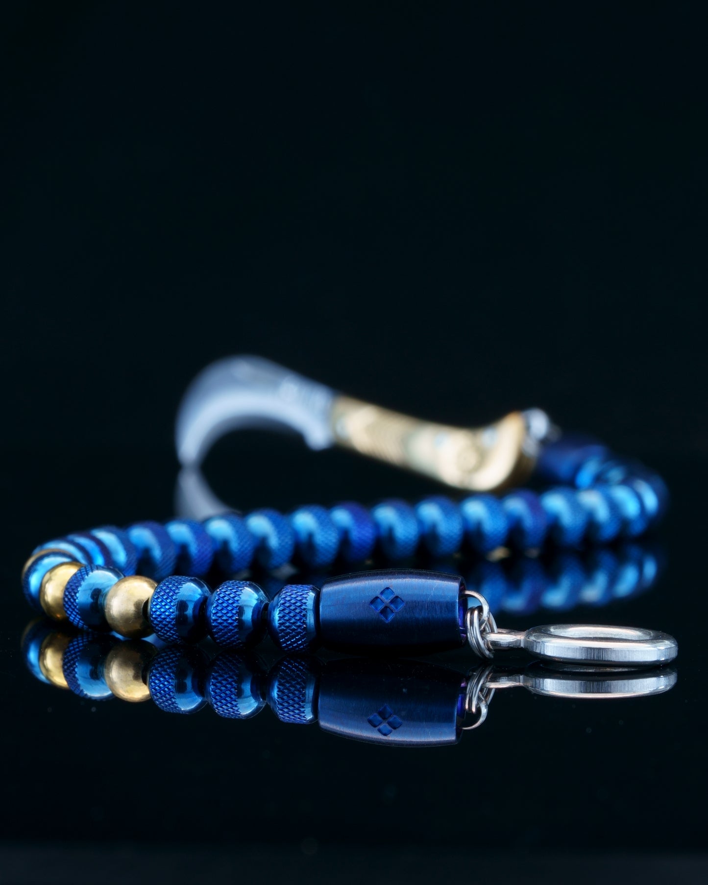 MUDRA BRACELET | BLUE RUDRAKSHA STEEL | COPPER GEM | 6MM