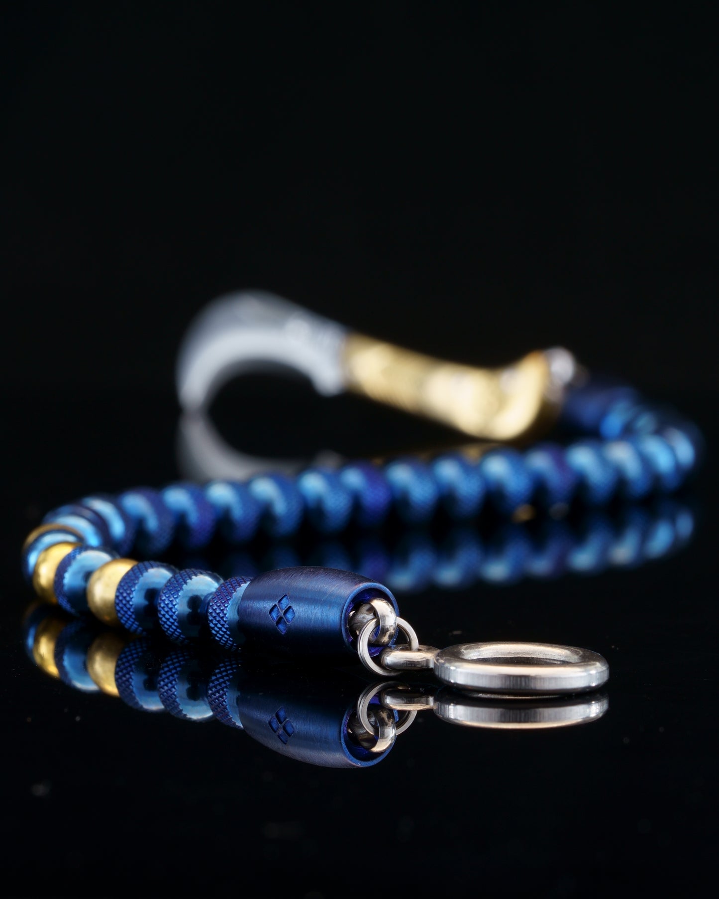 MUDRA BRACELET | BLUE RUDRAKSHA STEEL | COPPER GEM | 6MM