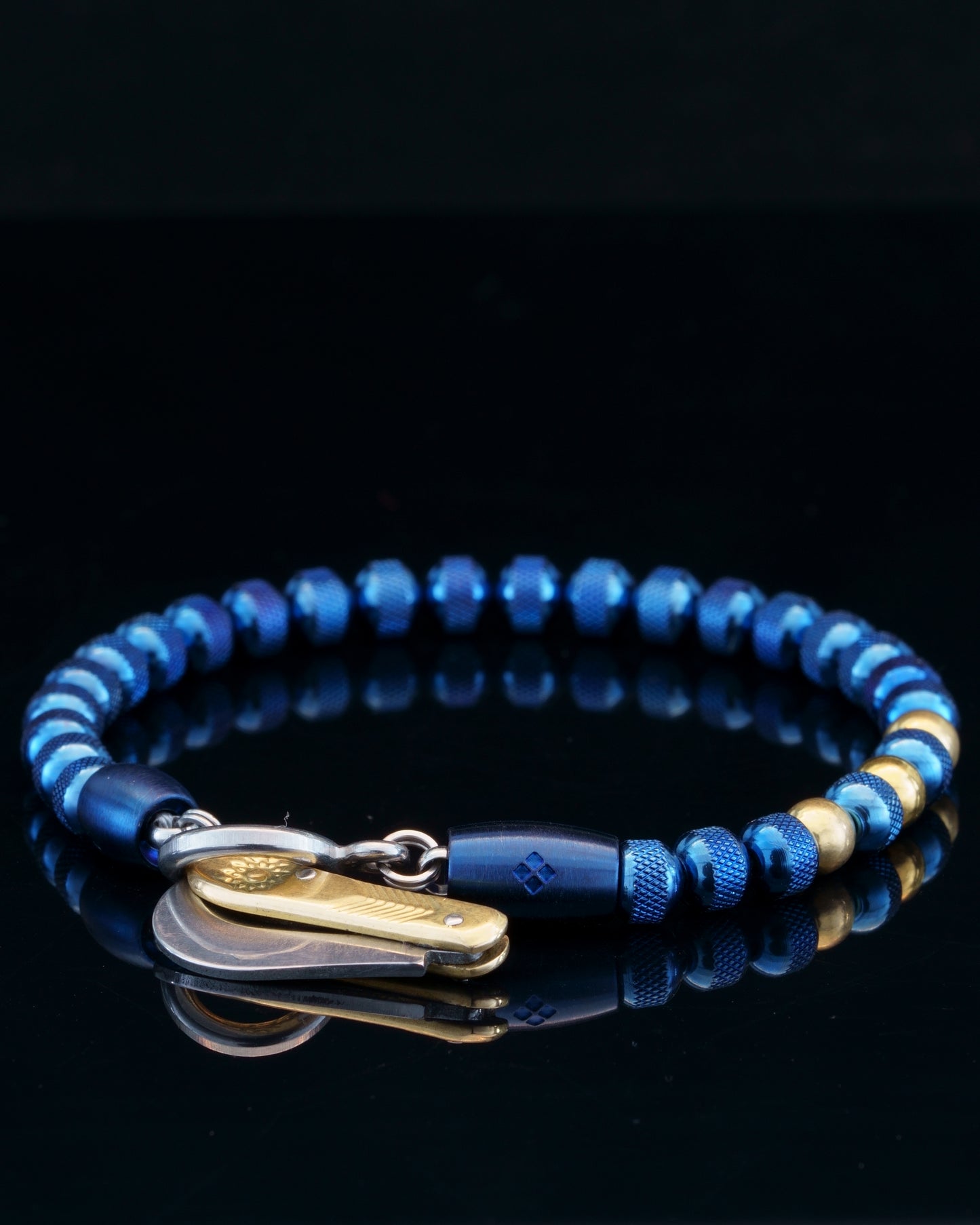 MUDRA BRACELET | BLUE RUDRAKSHA STEEL | COPPER GEM | 6MM