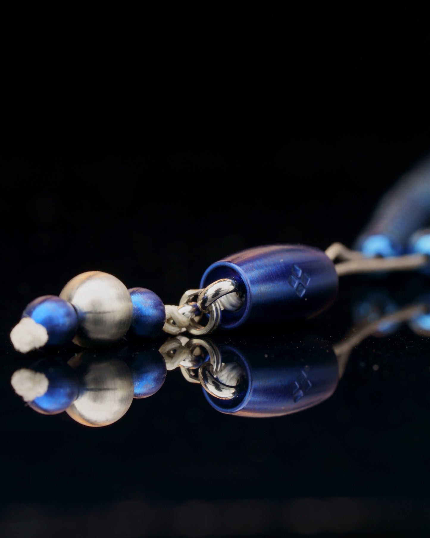 ROYAL 55 BEADS MUDRA CHAIN | BLUE RUDRAKSHA STEEL | SILVER MATTE GEM | 5MM | 32GR