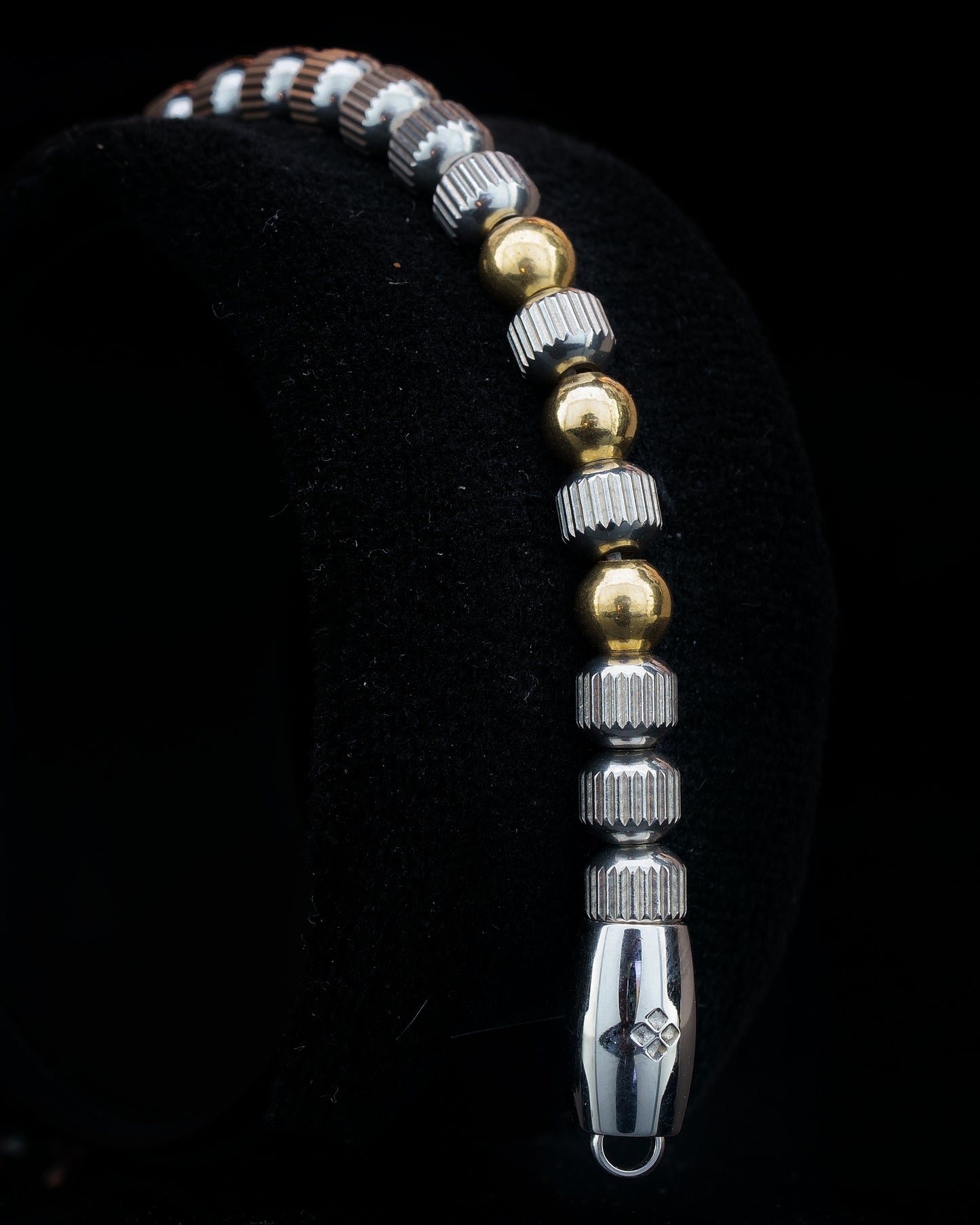 MUDRA BRACELET | SILVER LINED STEEL | STEEL THREE DOTS