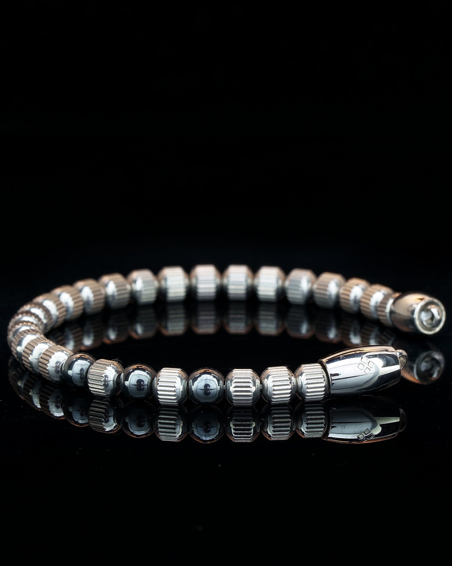 MUDRA BRACELET | SILVER LINED STEEL | STEEL THREE DOTS