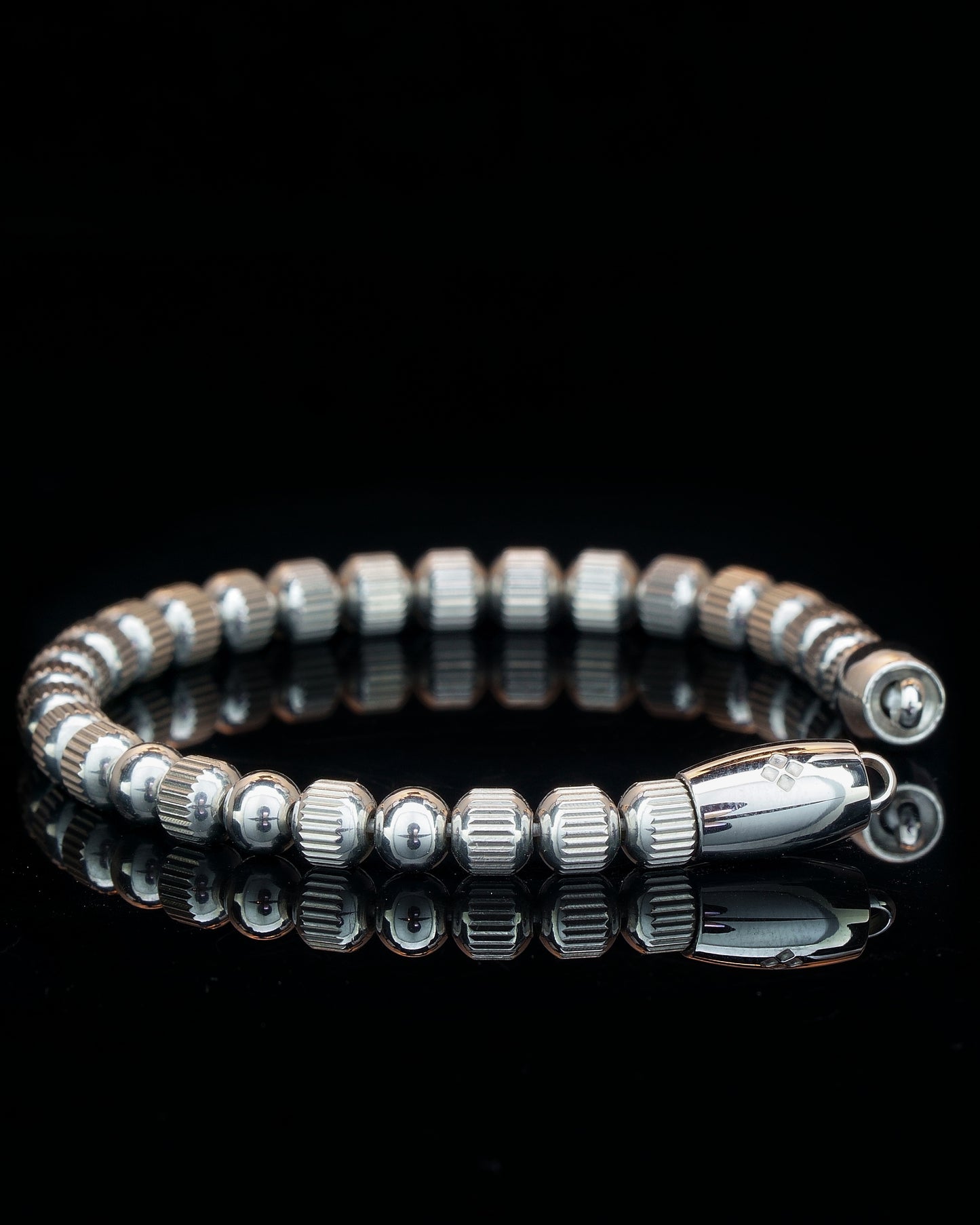 MUDRA BRACELET | SILVER LINED STEEL | STEEL THREE DOTS