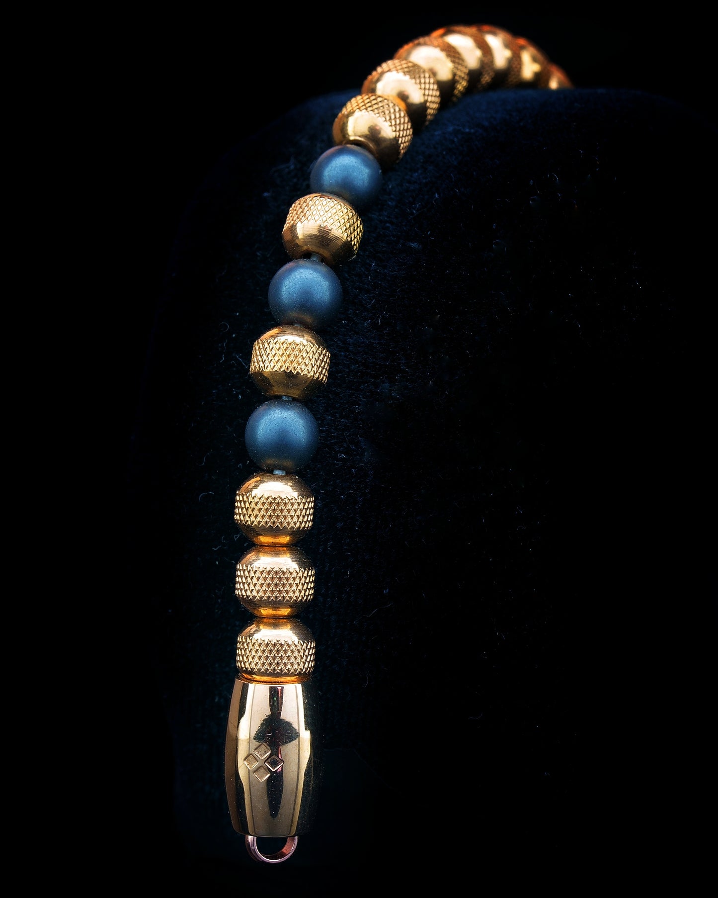 MUDRA BRACELET | ROSE GOLD RUDRAKSHA STEEL | STEEL THREE DOTS