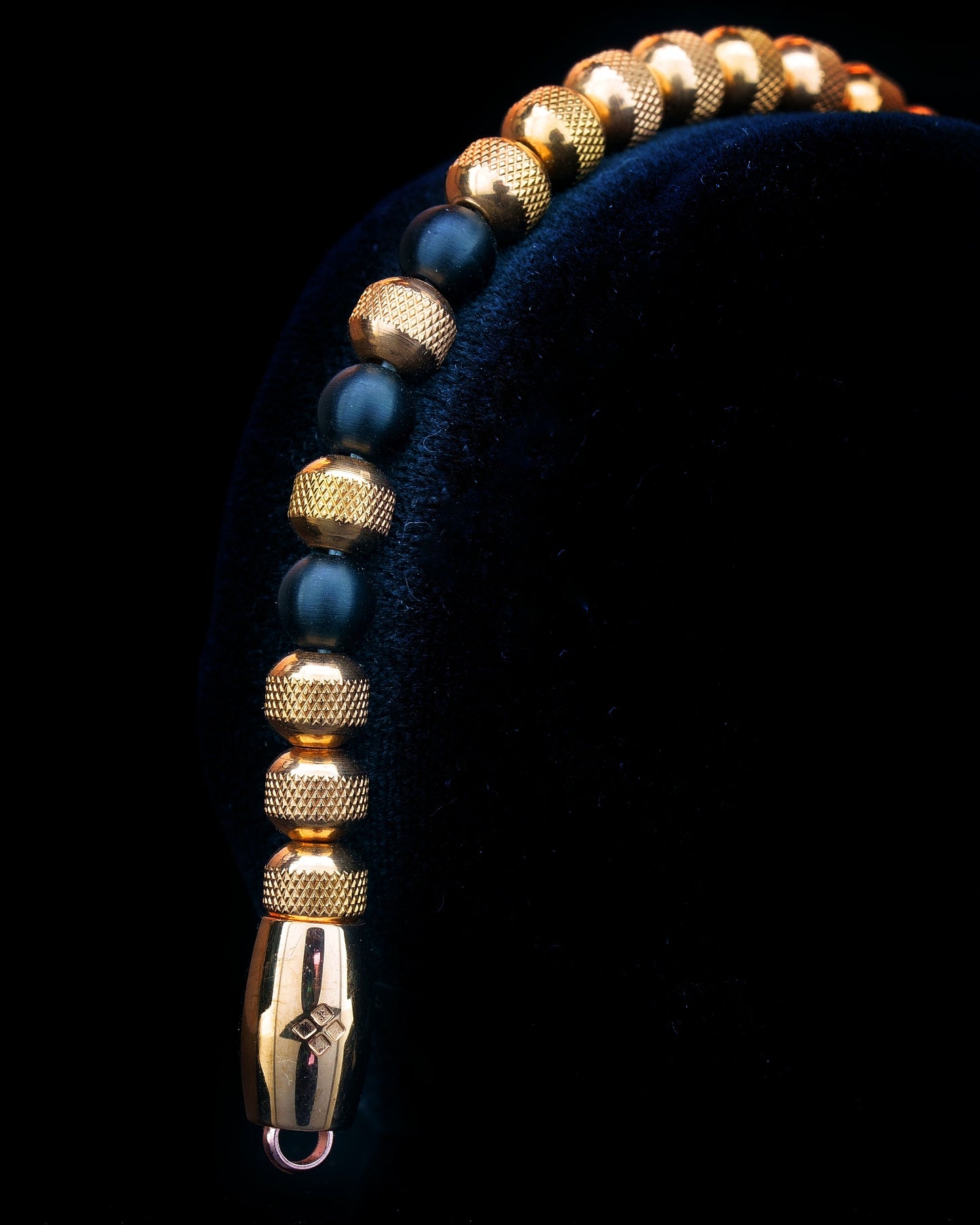 MUDRA BRACELET | ROSE GOLD RUDRAKSHA STEEL | STEEL THREE DOTS