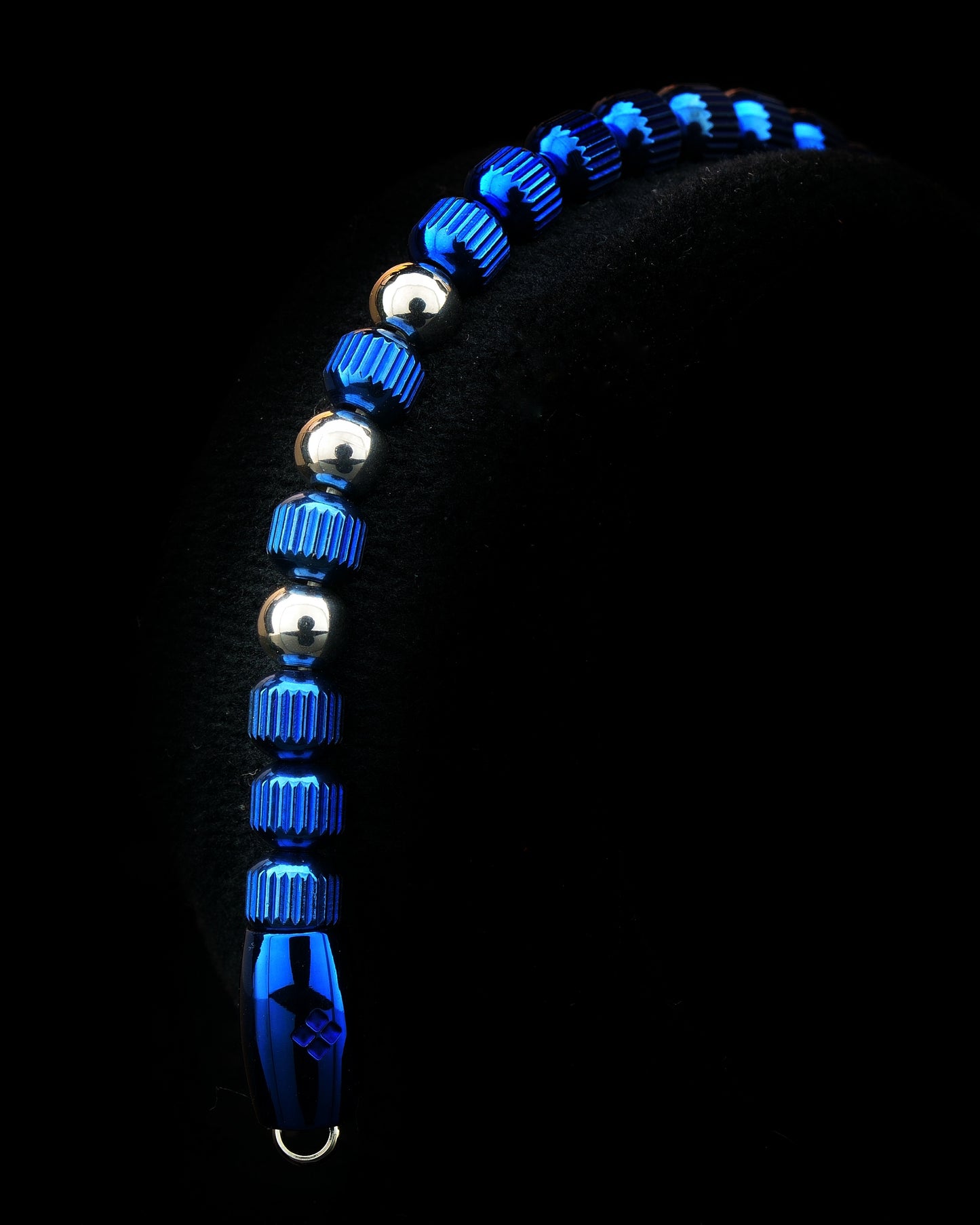 MUDRA BRACELET | BLUE LINED STEEL | STEEL THREE DOTS