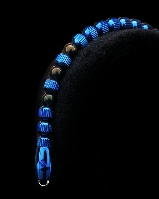 MUDRA BRACELET | BLUE LINED STEEL | STEEL THREE DOTS