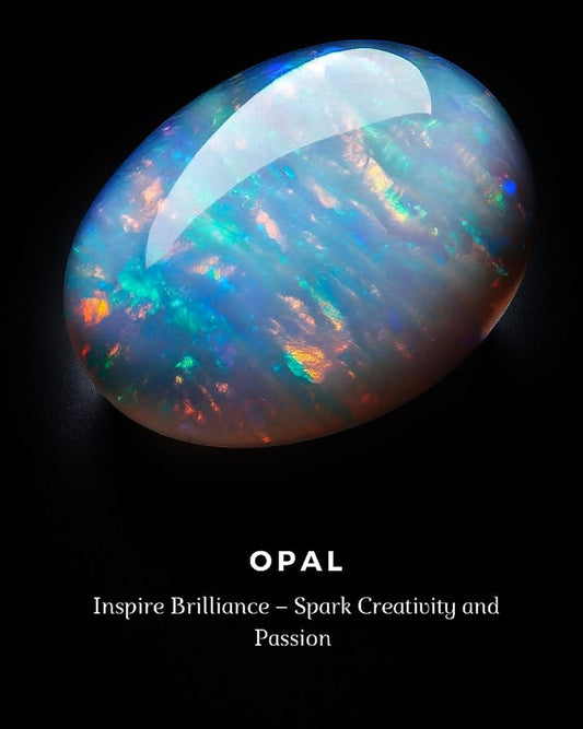 Marble shape, OPAL stone, which inspire, brilliance, creativity, and passion benefits used in most of mudra chain`s handmade jewelry.