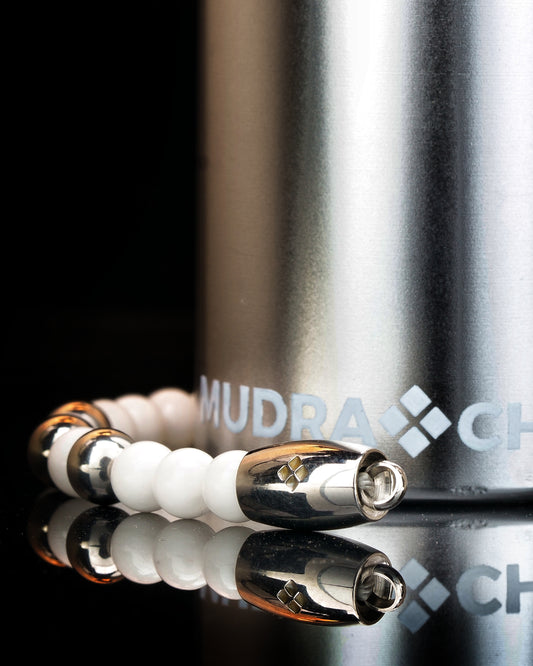 WHITE SNOW FLAKE MAMBA BRACELET⬩ BALL SHAPE⬩ SILVER STEEL THREE DOTS