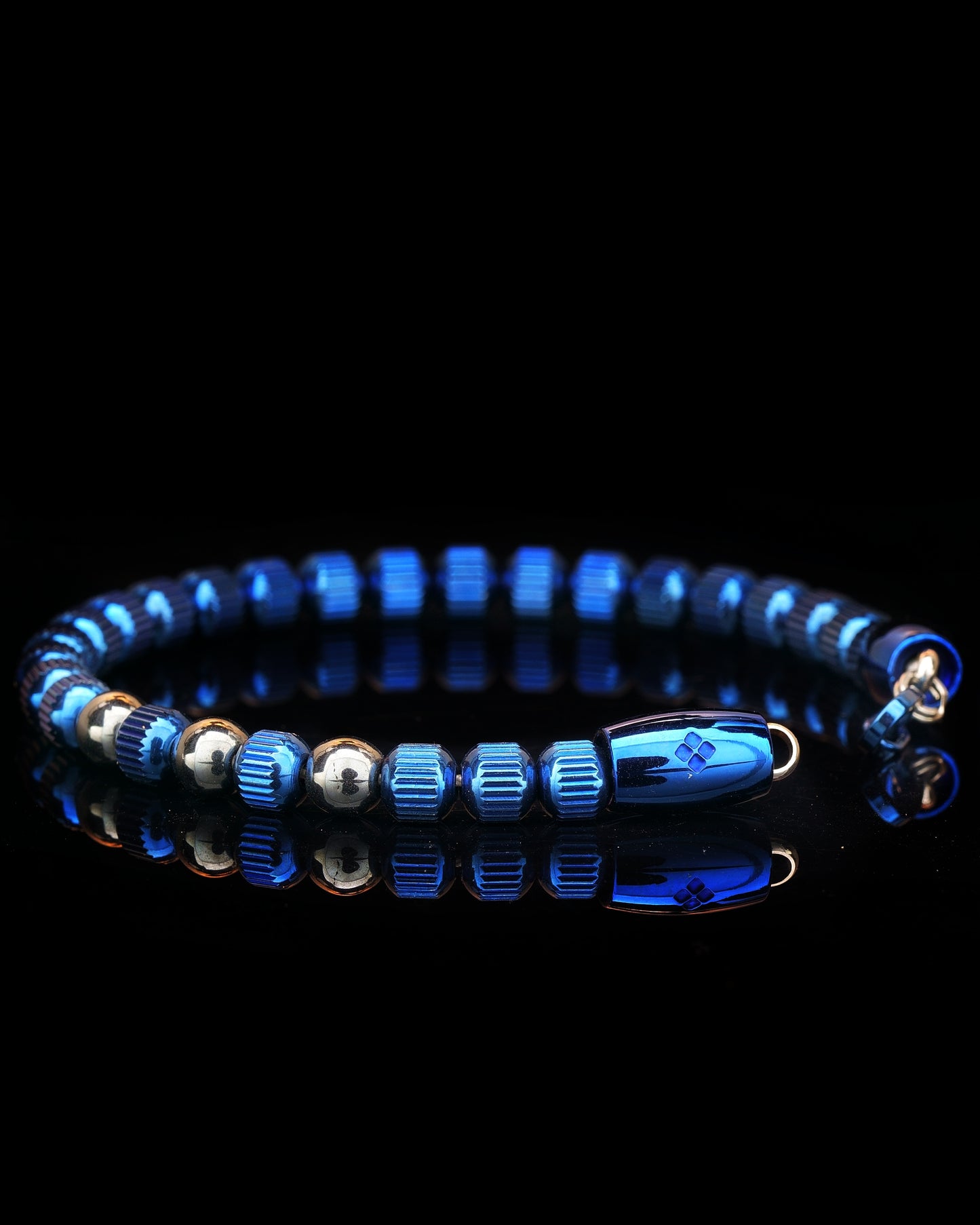 MUDRA BRACELET | BLUE LINED STEEL | STEEL THREE DOTS