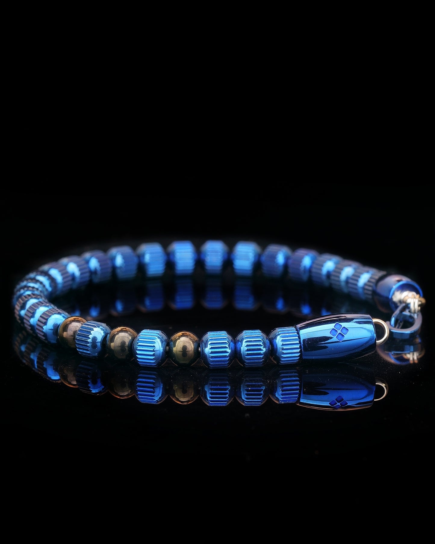 MUDRA BRACELET | BLUE LINED STEEL | STEEL THREE DOTS