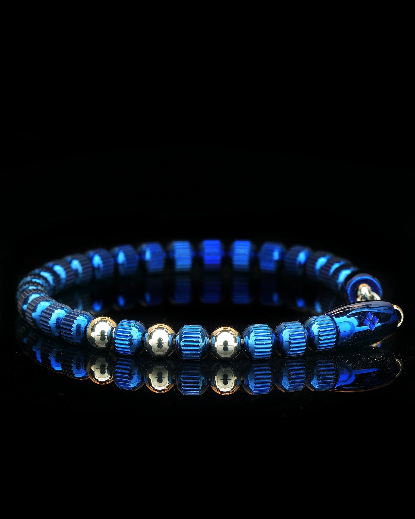 MUDRA BRACELET | BLUE LINED STEEL | STEEL THREE DOTS