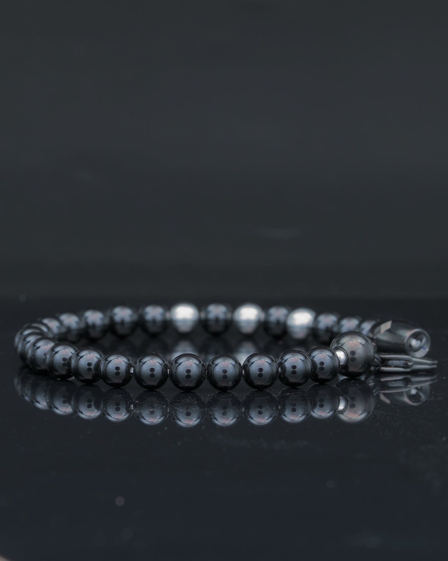 BLACK MAMBA BRACELET⬩TOURMALINE GEMS⬩ GRAY COPPER THREE DOTS