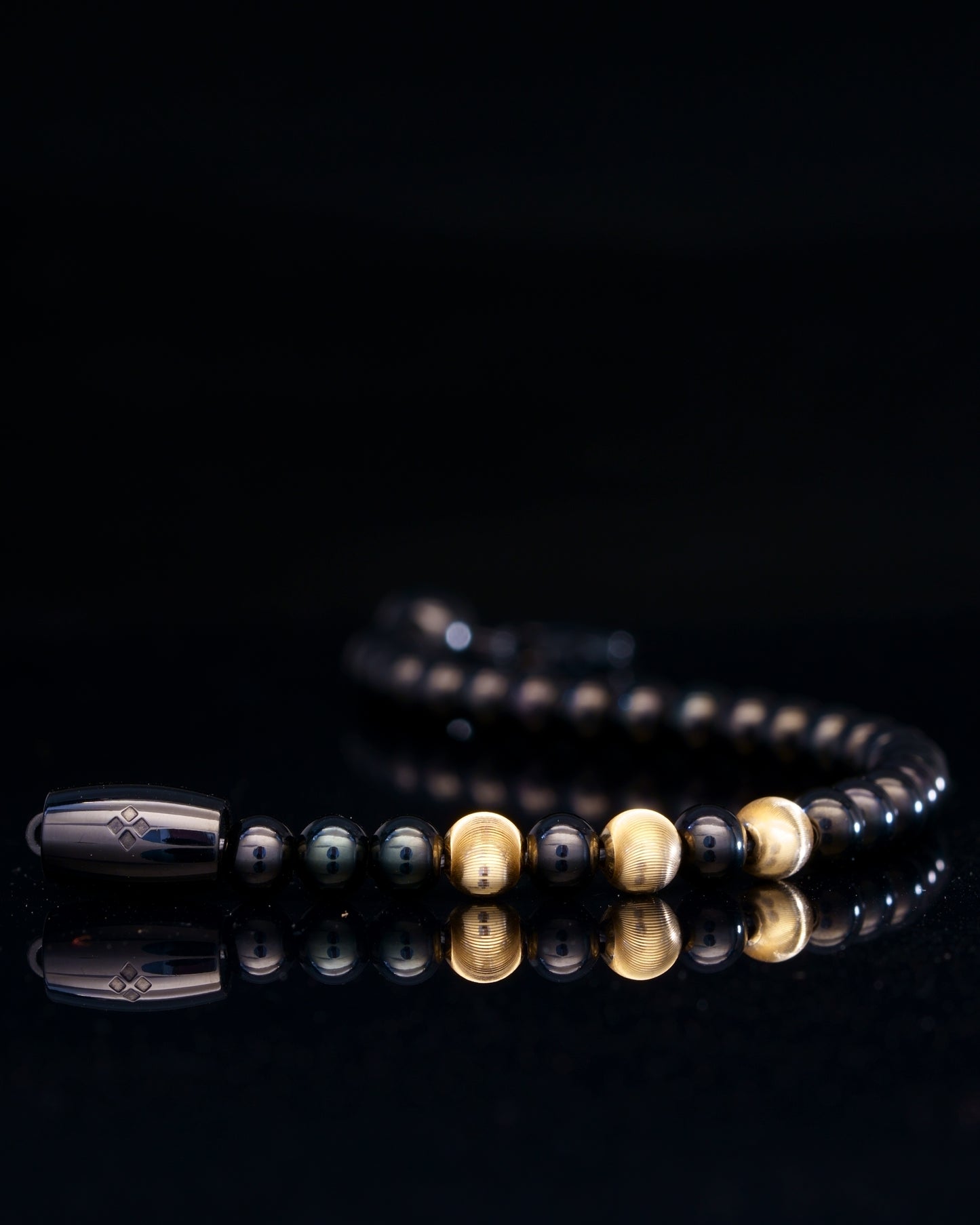 BLACK MAMBA BRACELET⬩TOURMALINE GEMS⬩ 24K GOLD THREE DOTS