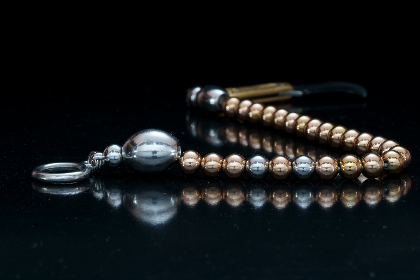 SIKH BRACELET | ROSE SILVER STEEL BEADS | 2 SILVER GEM | 6MM