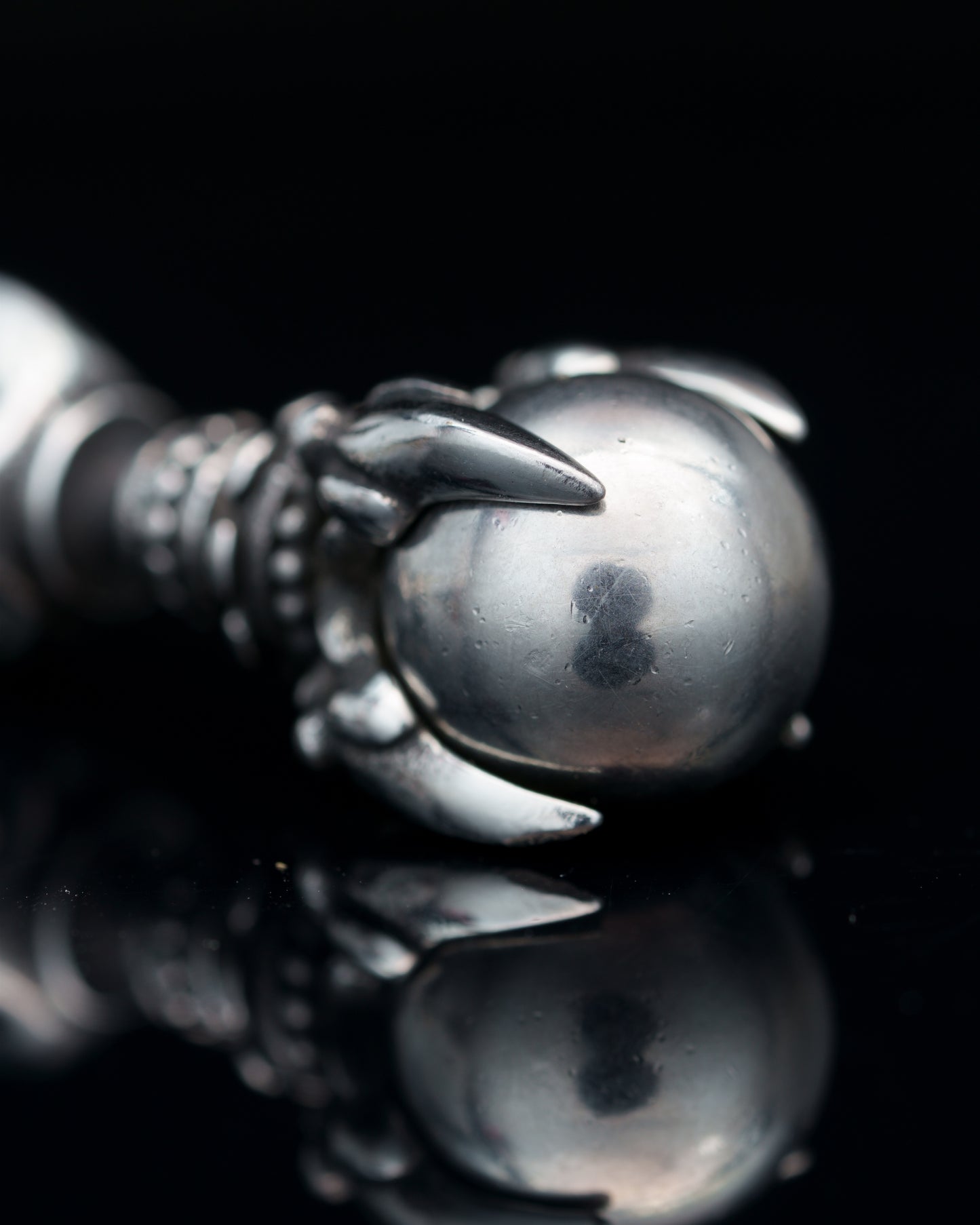 DRAGON MUDRA | SILVER STEEL PENDANT | RUDRAKSHA BEADS | 6-8MM