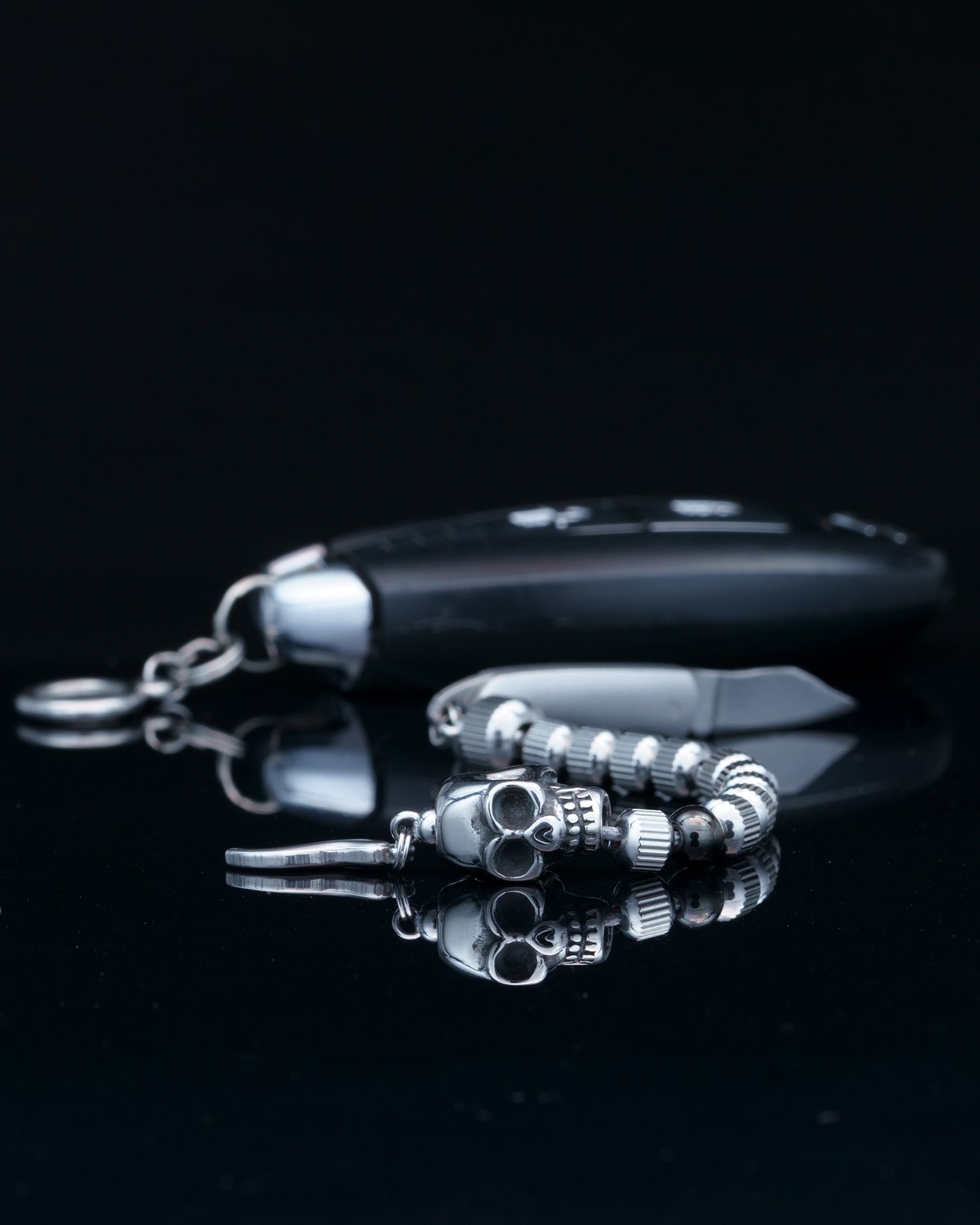 JABBAWOKEY | SKULL HEAD | STRAIGHT LINE STEEL | BLACK STEEL GEM | K NIFE PENDANT | 6MM