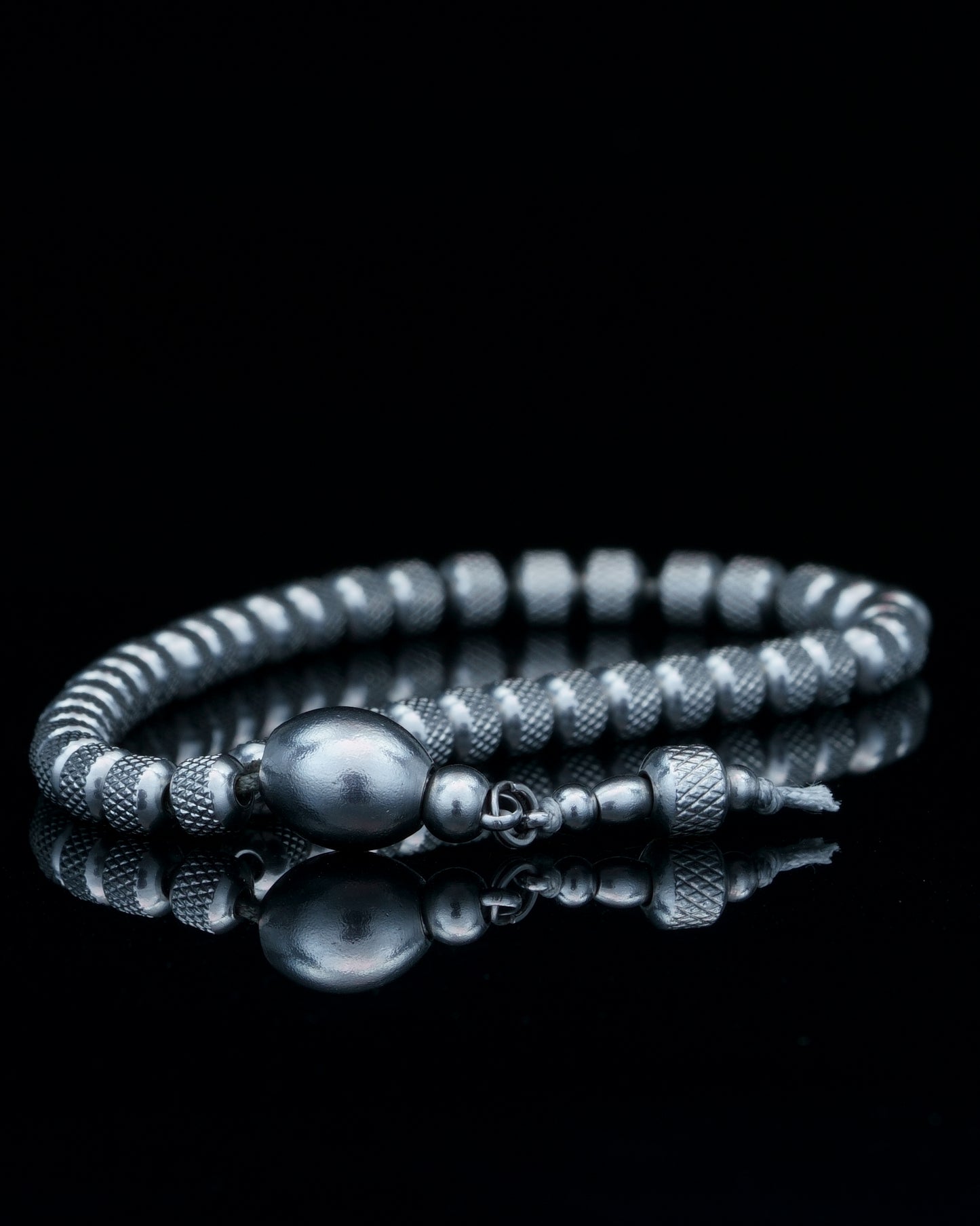 ROYAL MUDRA CHAIN | SILVER RUDRAKSHA STEEL | 6MM