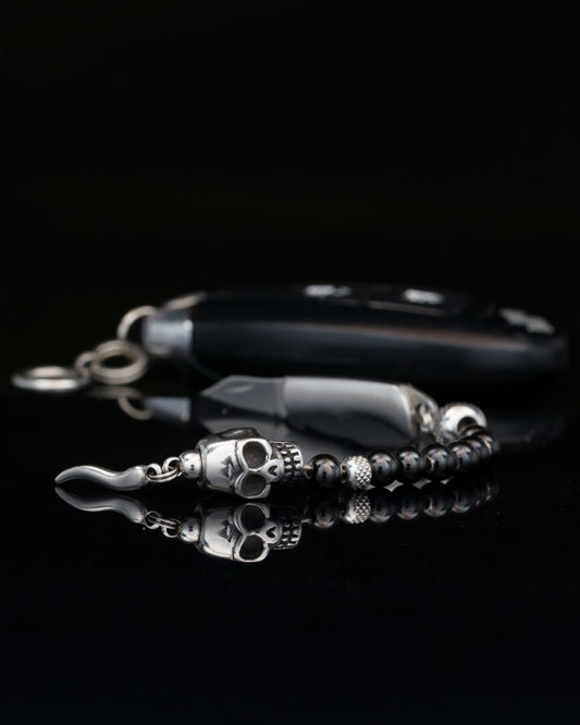 JABBAWOKEY | BLACK STEEL | RUDRAKSHA GEM | SKULL MAIN BEAD | 6MM