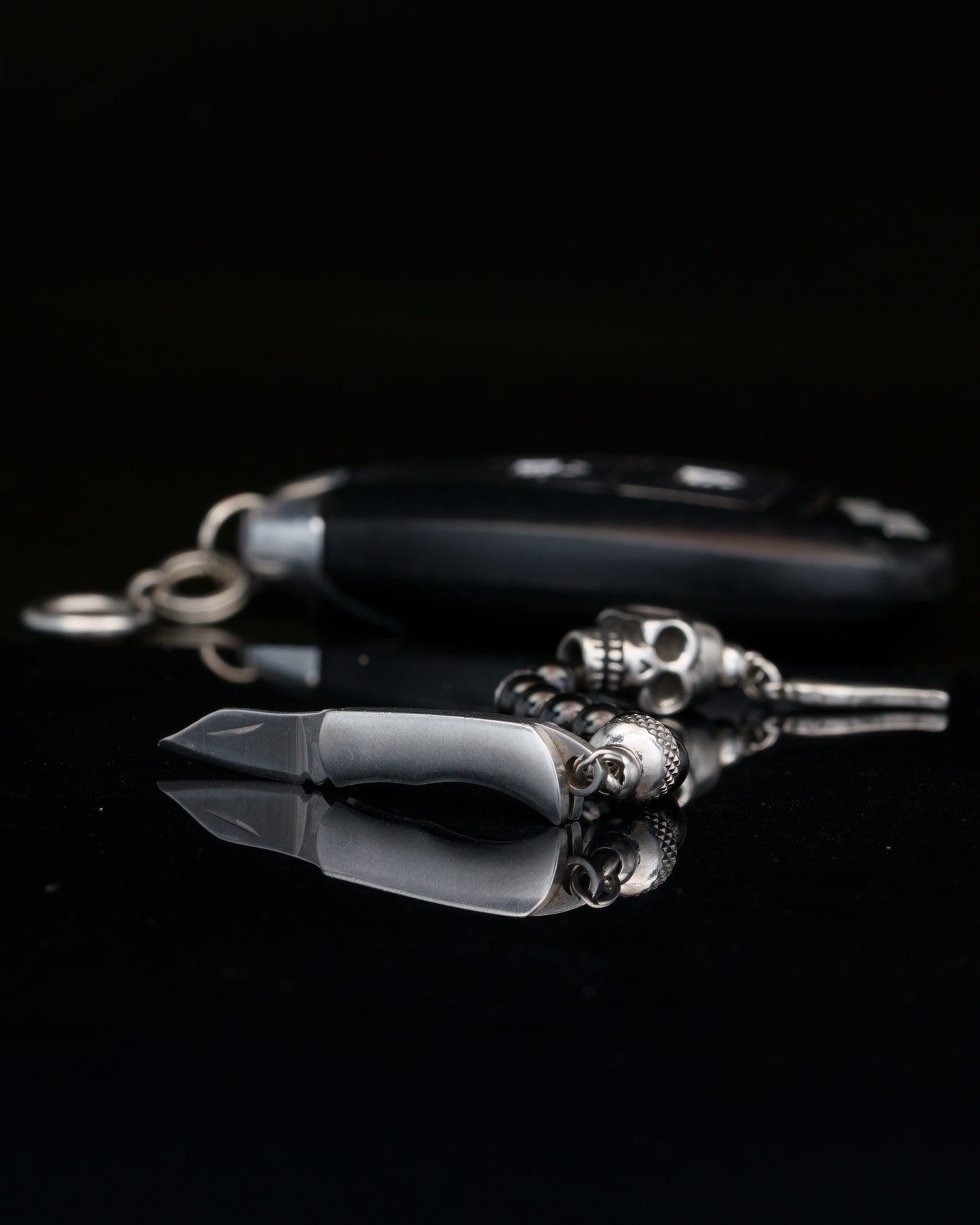 JABBAWOKEY | BLACK STEEL | RUDRAKSHA GEM | SKULL MAIN BEAD | 6MM