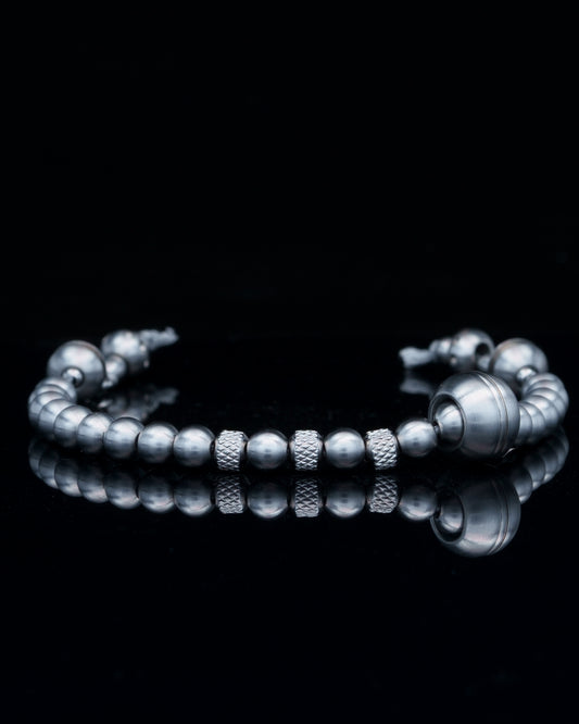 SISQA RUN | HAND POLISHED MATTE STEEL BEADS | RUDRAKSHA STEEL GEM | 6MM | 35GR