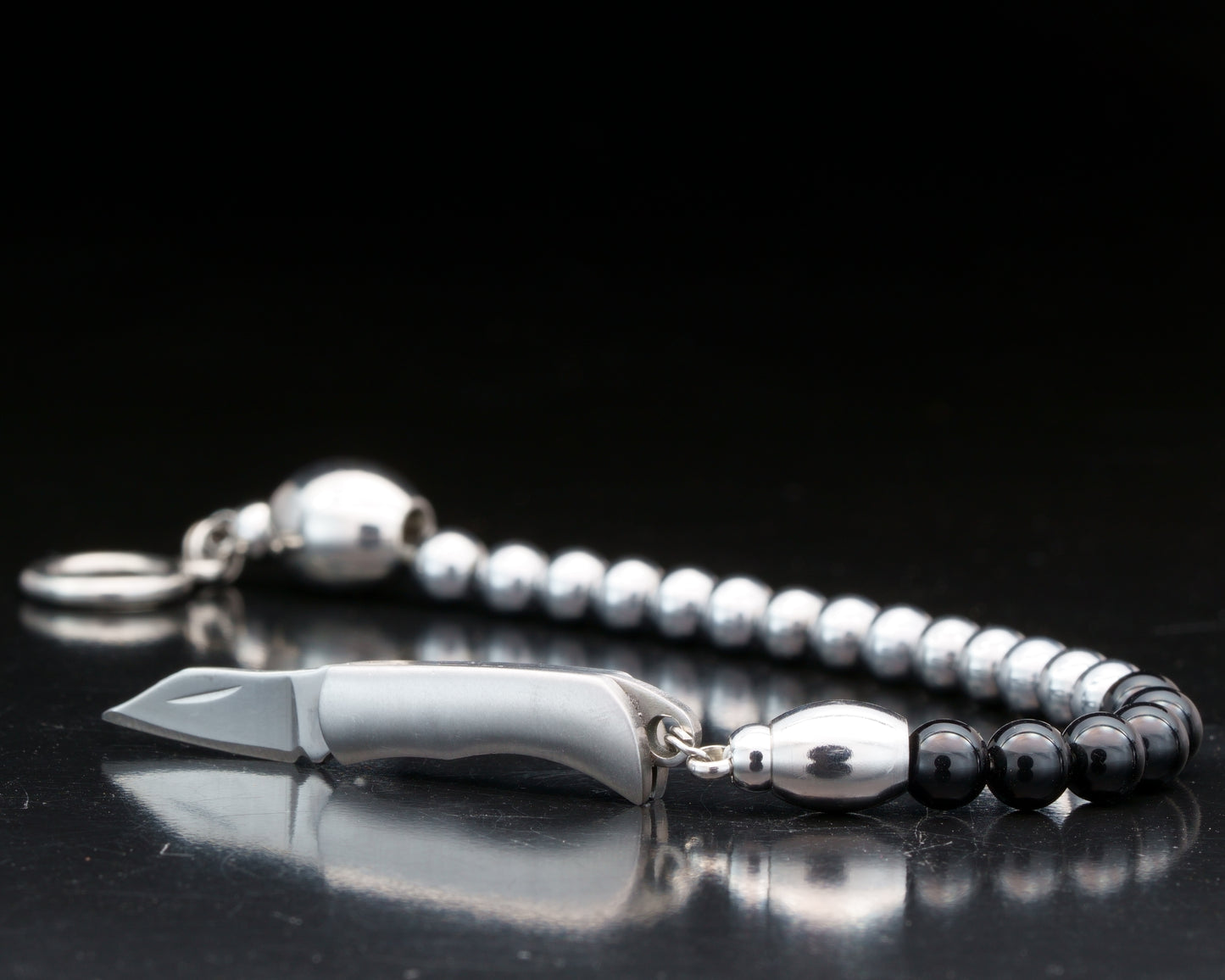 SIKH BRACELET | SILVER HEMATITE | BLACK TOURMALINE TAIL | 6MM