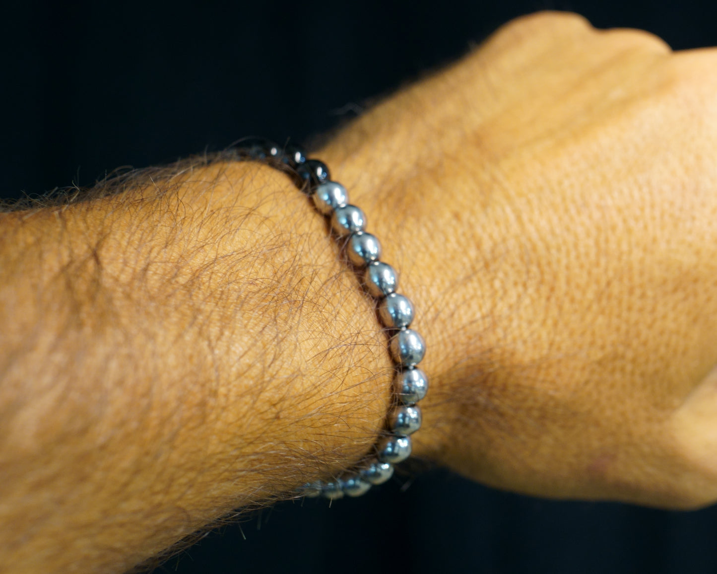 SIKH BRACELET | SILVER HEMATITE | BLACK TOURMALINE TAIL | 6MM