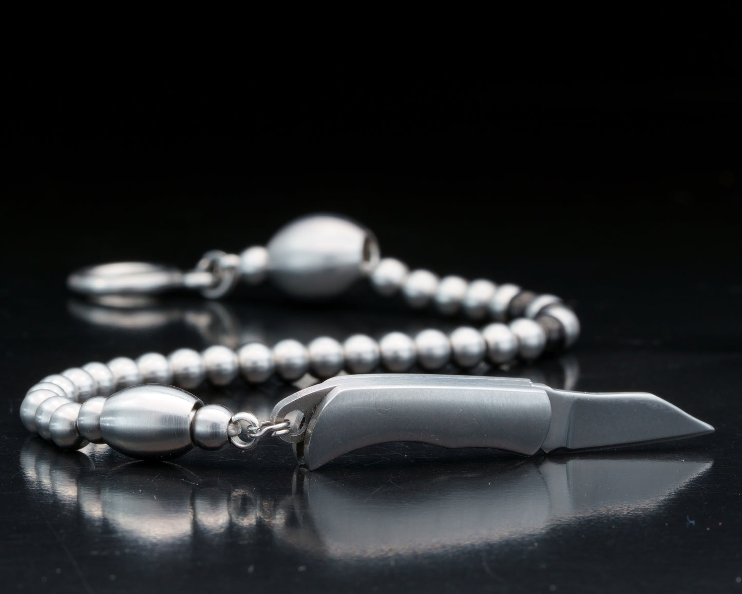 SIKH BRACELET | SILVER MATTE HAND POLISHED STEEL | 3 BLACK STEEL GEM | 5MM
