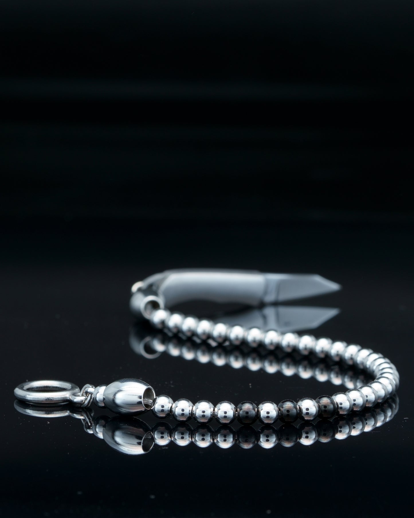 SIKH BRACELET | SILVER STEEL BEADS | 3 BLACK GEM | 5MM