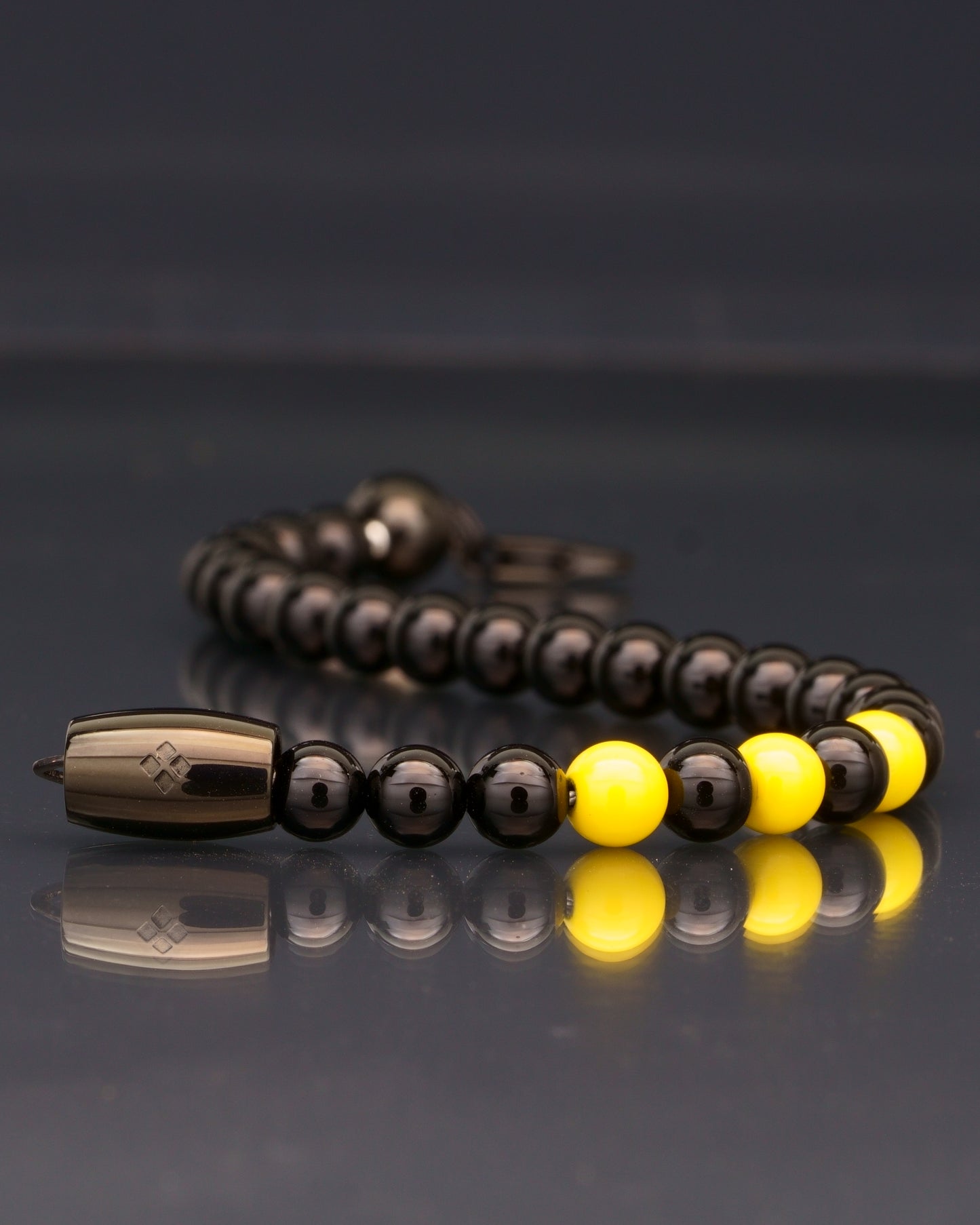 MAMBA BRACELET | BLACK TOURMALINE | YELLOW ENAMEL GEM | 6MM