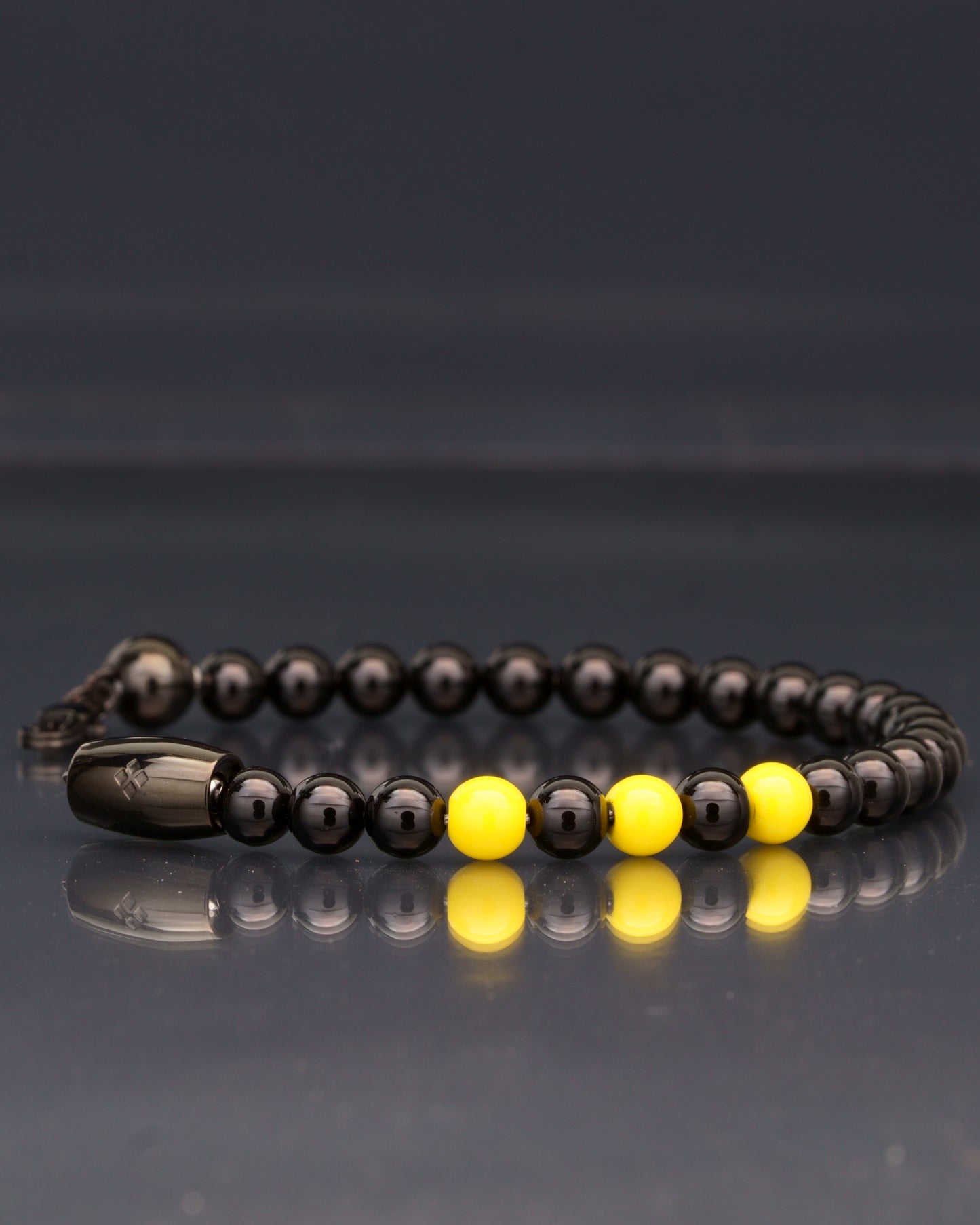 MAMBA BRACELET | BLACK TOURMALINE | YELLOW ENAMEL GEM | 6MM