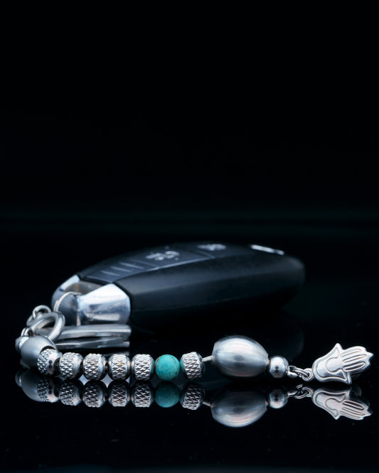 JABBAWOKEY | RUDRAKSHA STEEL | TORQUIZE GEM | MATE MAIN BEAD | HAMSA PENDANT | 6MM