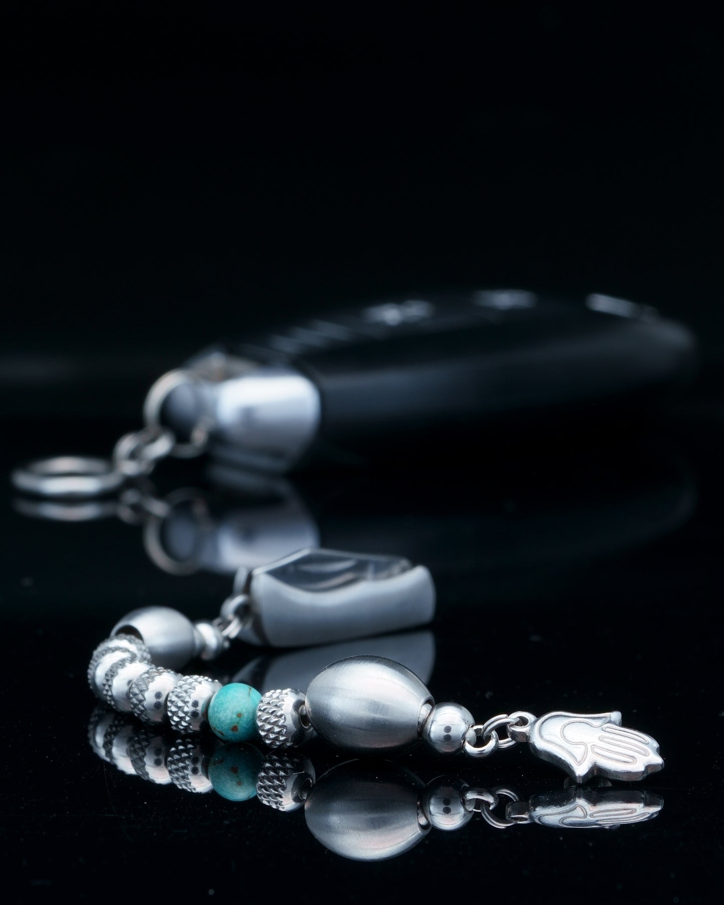 JABBAWOKEY | RUDRAKSHA STEEL | TORQUIZE GEM | MATE MAIN BEAD | HAMSA PENDANT | 6MM