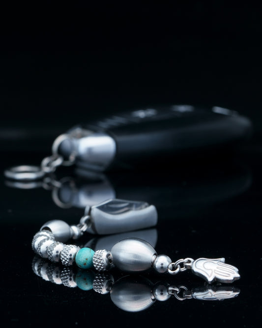 JABBAWOKEY | RUDRAKSHA STEEL | TORQUIZE GEM | MATE MAIN BEAD | HAMSA PENDANT | 6MM