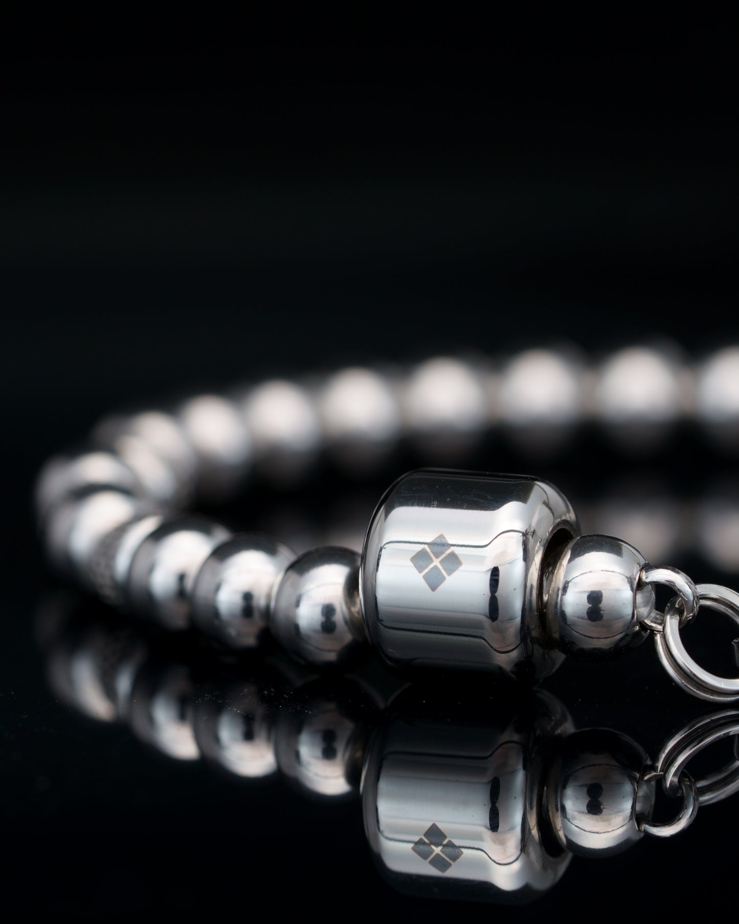 CLASSIC BRACELET | ALL SILVER STEEL BEADS| 3 STEEL RUDRAKSHA GEM | 6MM