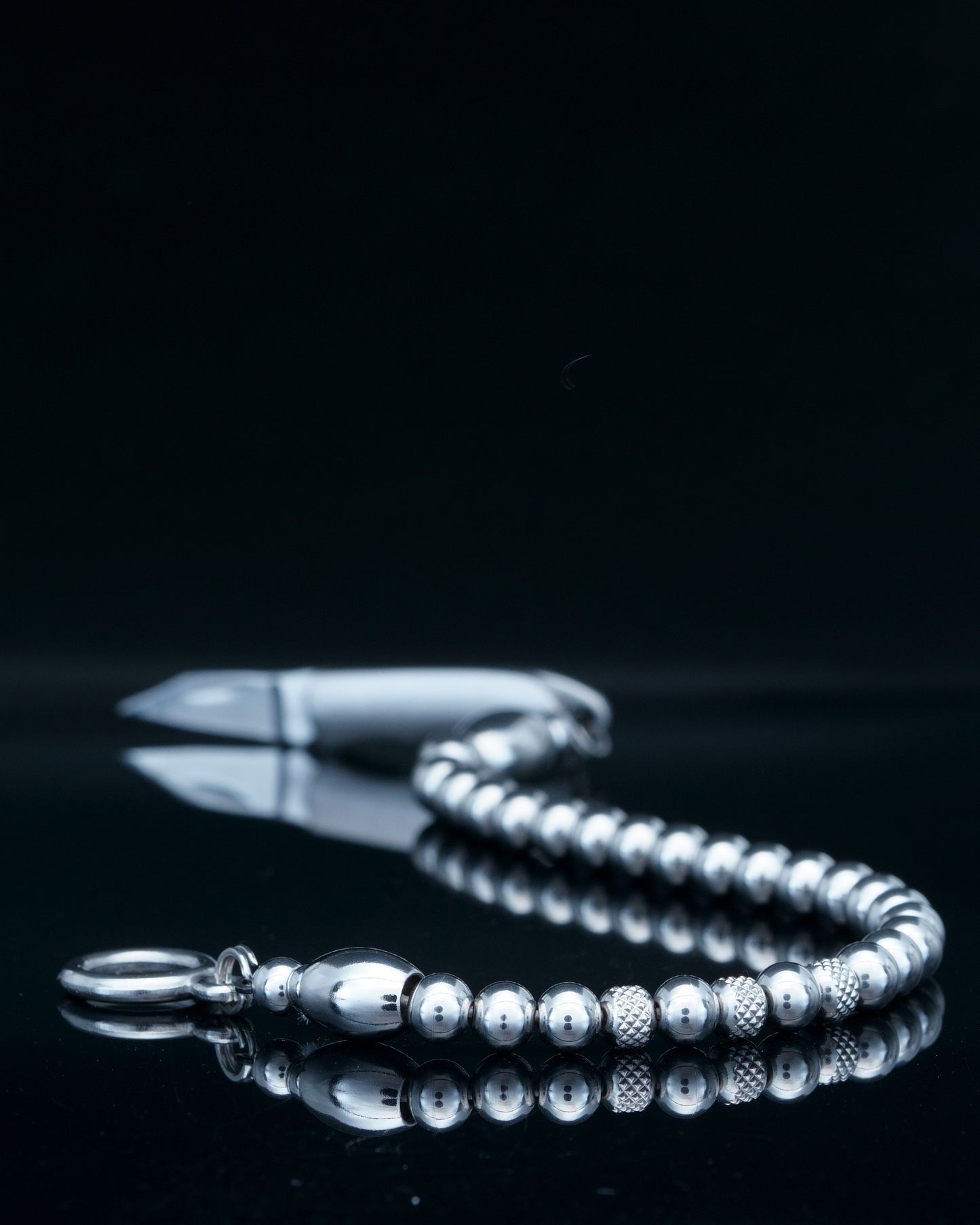 SIKH BRACELET | SILVER STEEL BEADS | 3 RUDRAKSHA STEEL GEM | 6MM