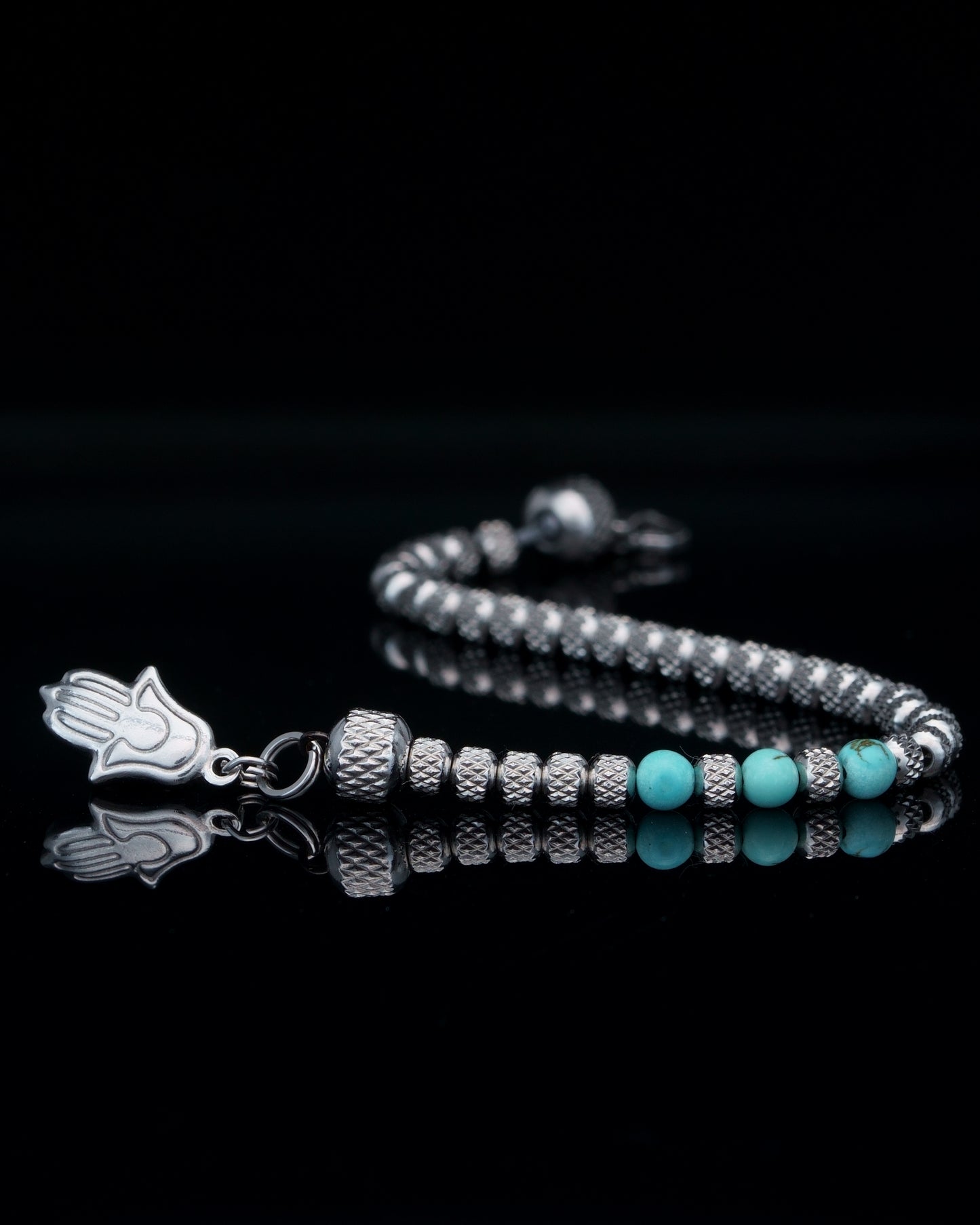 PANCHA BRACELET | RUDRAKSHA SILVER STEEL BEADS | TOURQUIZE GEM | 4MM
