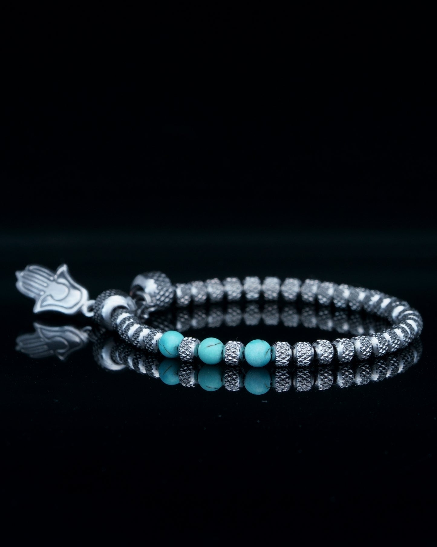 PANCHA BRACELET | RUDRAKSHA SILVER STEEL BEADS | TOURQUIZE GEM | 4MM