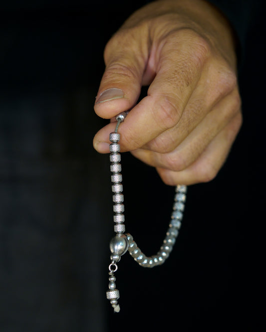 ROYAL MUDRA CHAIN | SILVER RUDRAKSHA STEEL | 6MM