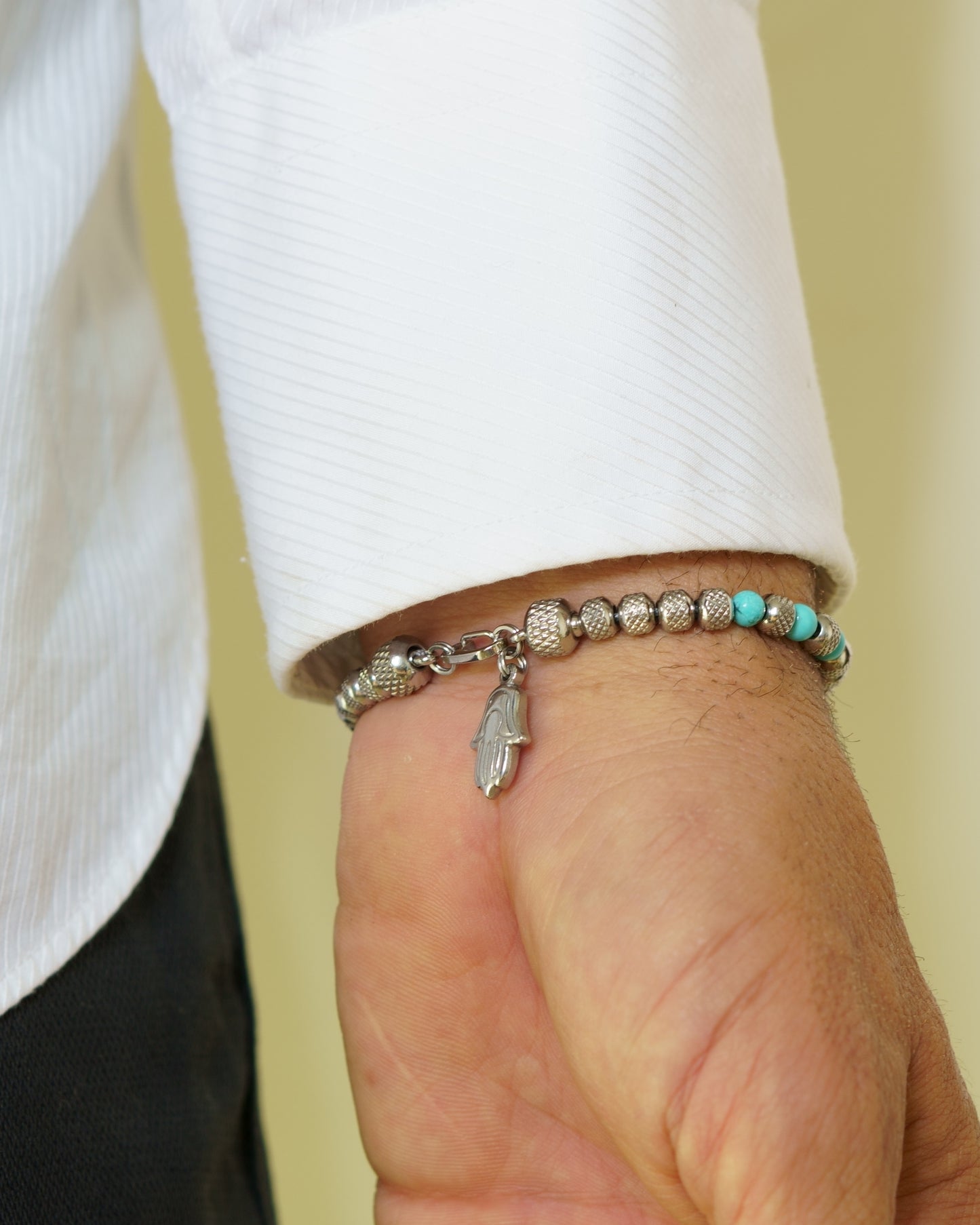 PANCHA BRACELET | RUDRAKSHA SILVER STEEL BEADS | TOURQUIZE GEM | 5MM