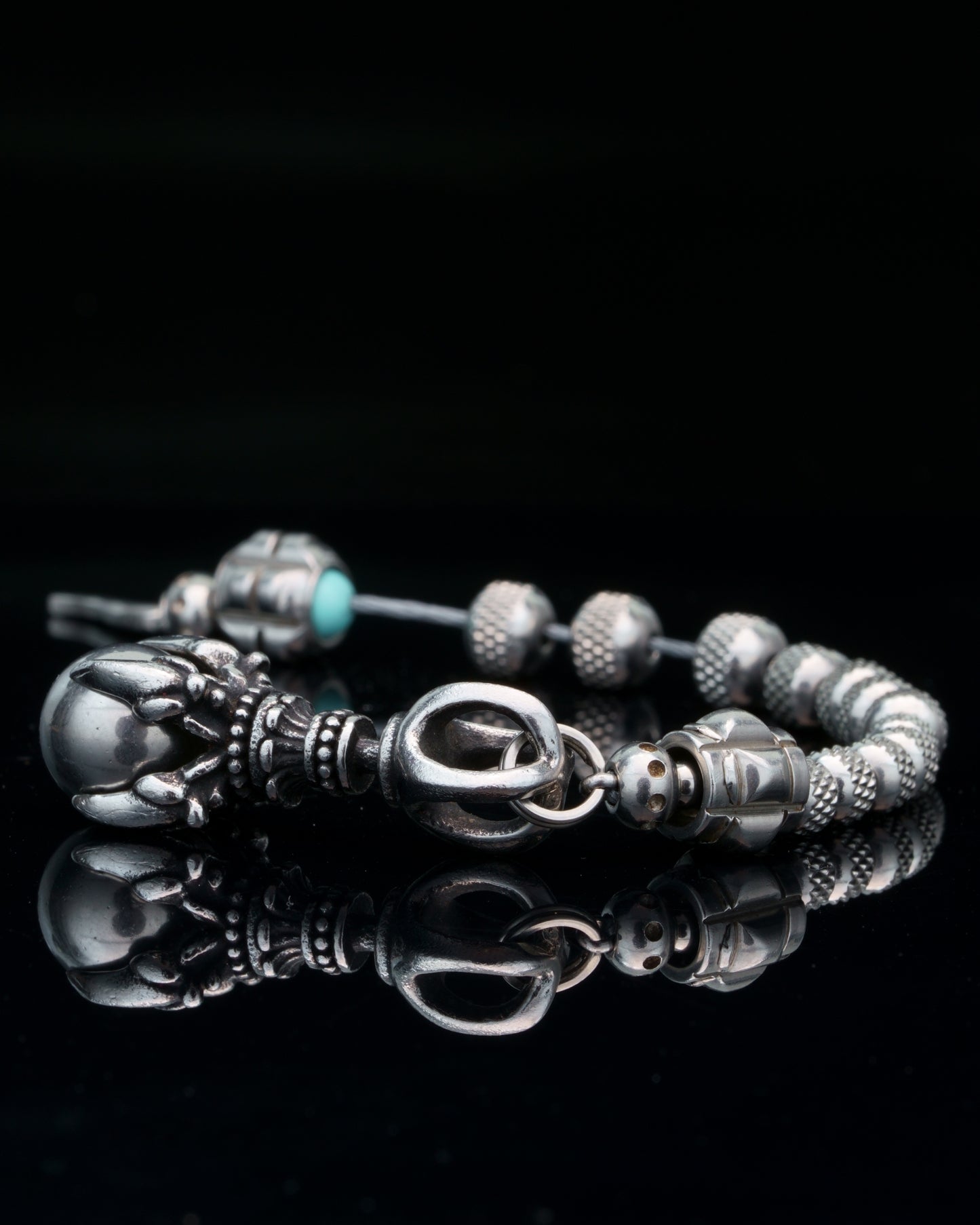 DRAGON MUDRA | RUDRAKSHA STEEL | TOURQUIZE GEM | 6-8MM