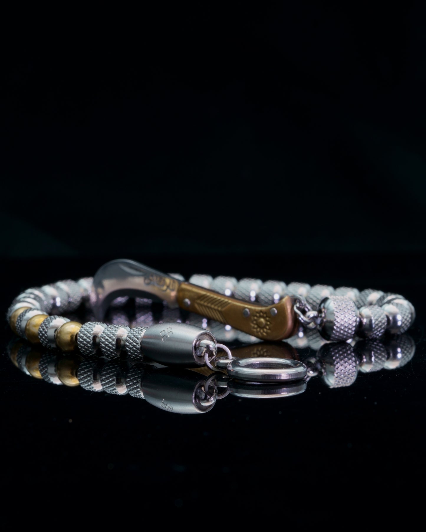 MUDRA BRACELET | RUDRAKSHA SILVER STEEL | COPPER GEM | 6MM
