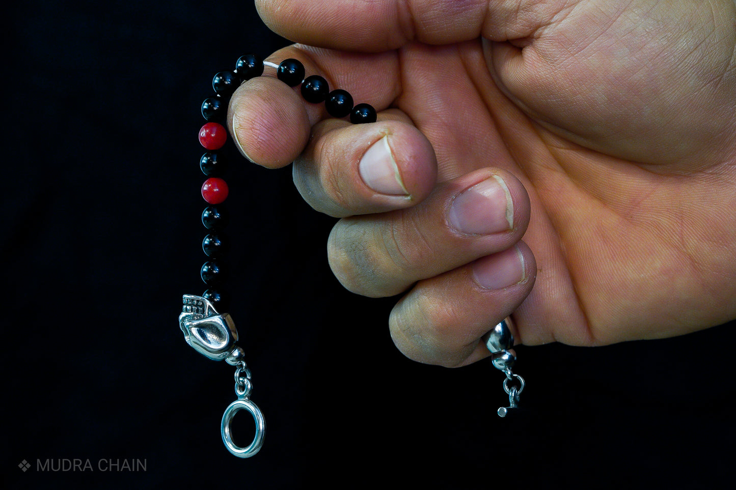 KAPALA BRACELET | BLACK TOURMALINE STONE | RED GEM | 6MM