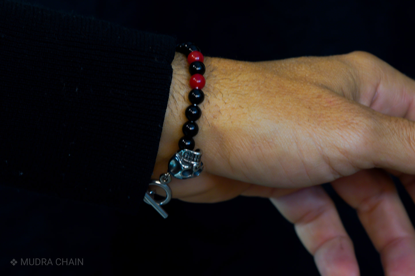 KAPALA BRACELET | BLACK TOURMALINE STONE | RED GEM | 6MM