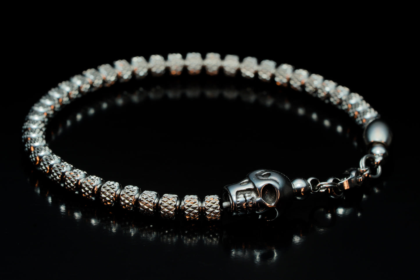 KAPALA BRACELET | SKULL HEAD | JAGGED STAINLESS STEEL BEADS | 5MM