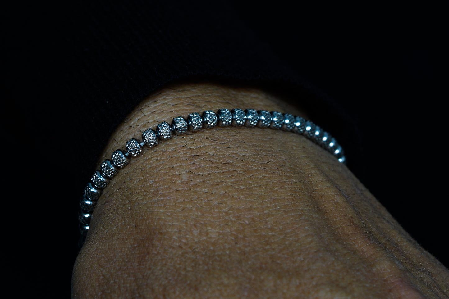 KAPALA BRACELET | SKULL HEAD | JAGGED STAINLESS STEEL BEADS | 5MM